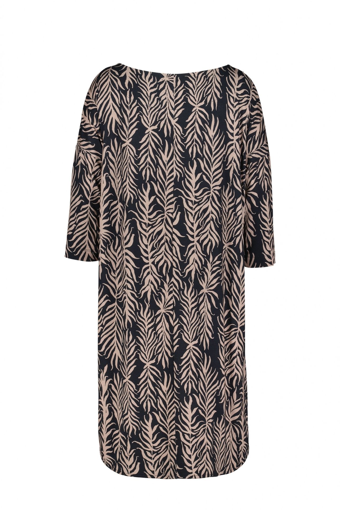 EASY LOOSE DRESS PRINT BLACK PALM LEAVES PRINT 5