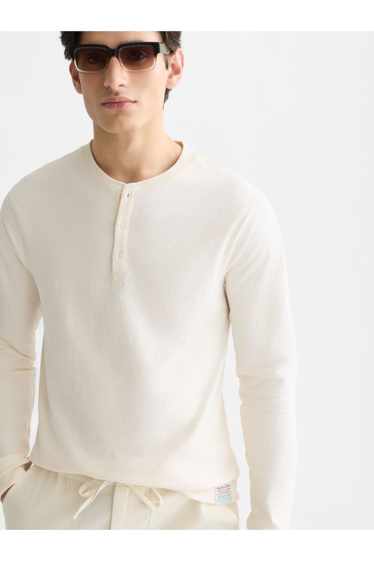 HENLEY SLUB YARN REGULARFIT LONGSLEEVED TSHIRT LIGHT BEIGE 3