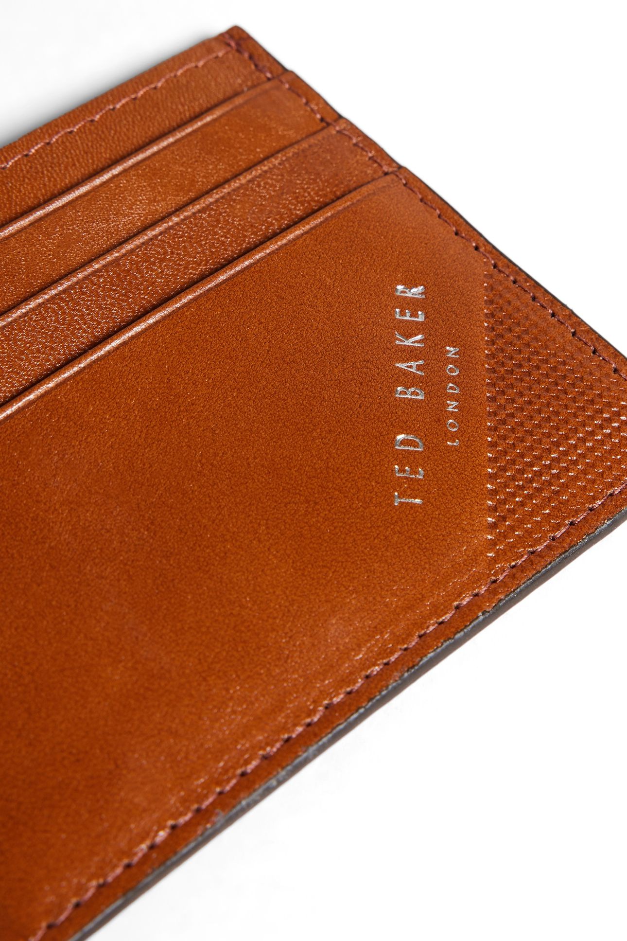 MXW RAFFLE EMBOSSED CORNER LEATHER CARDHOLDER TAN 4
