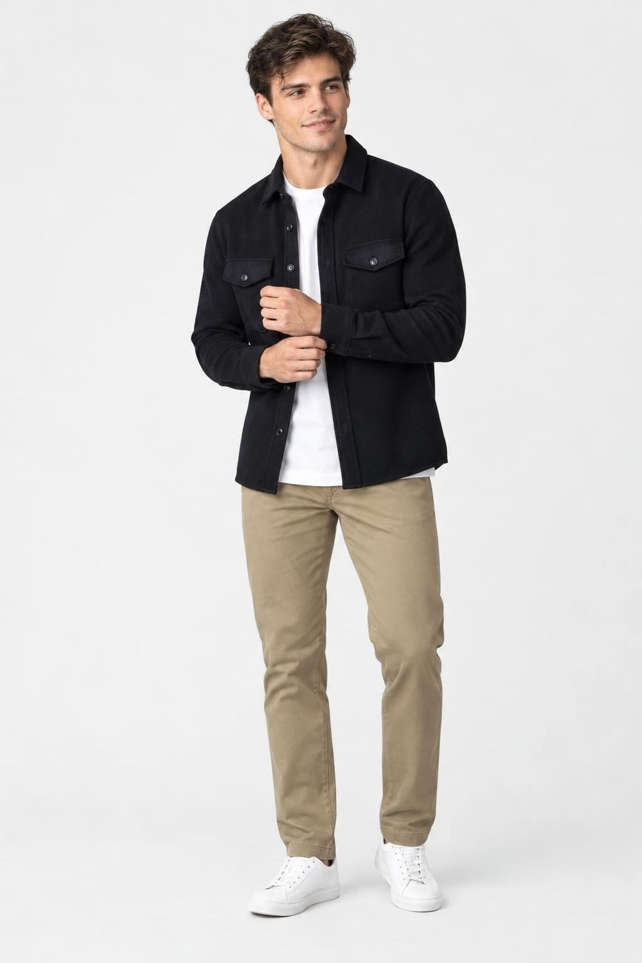WOOL LOOK OVERSHIRT NAVY 1