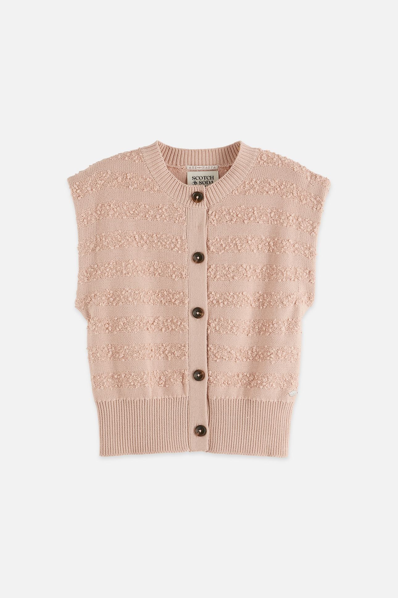 BOUCLE STRIPE CREW NECK SPENCER ROSE DUST 1
