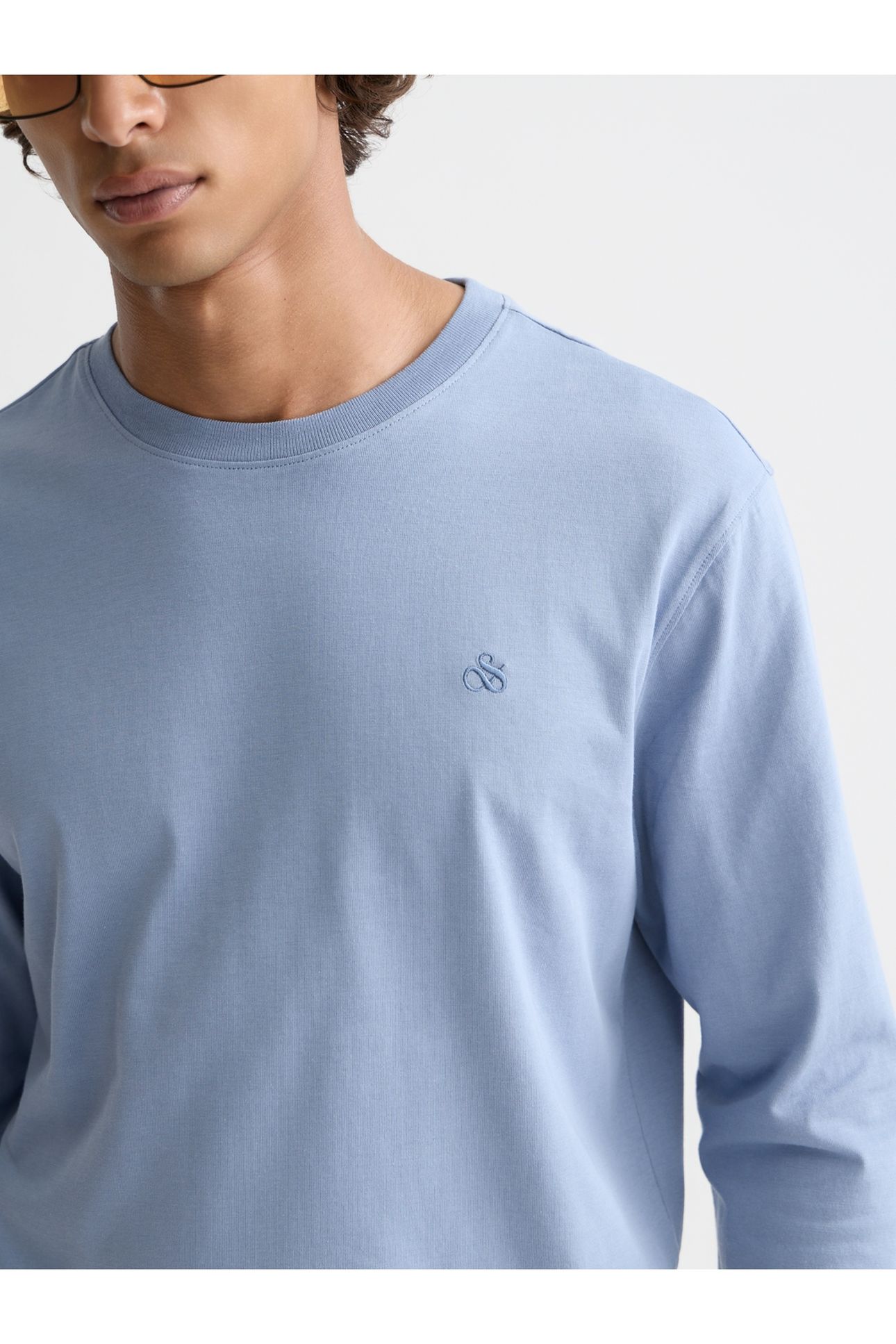 CHEST LOGO REGULAR-FIT LONG-SLEEVED T-SHIRT NAVY 6