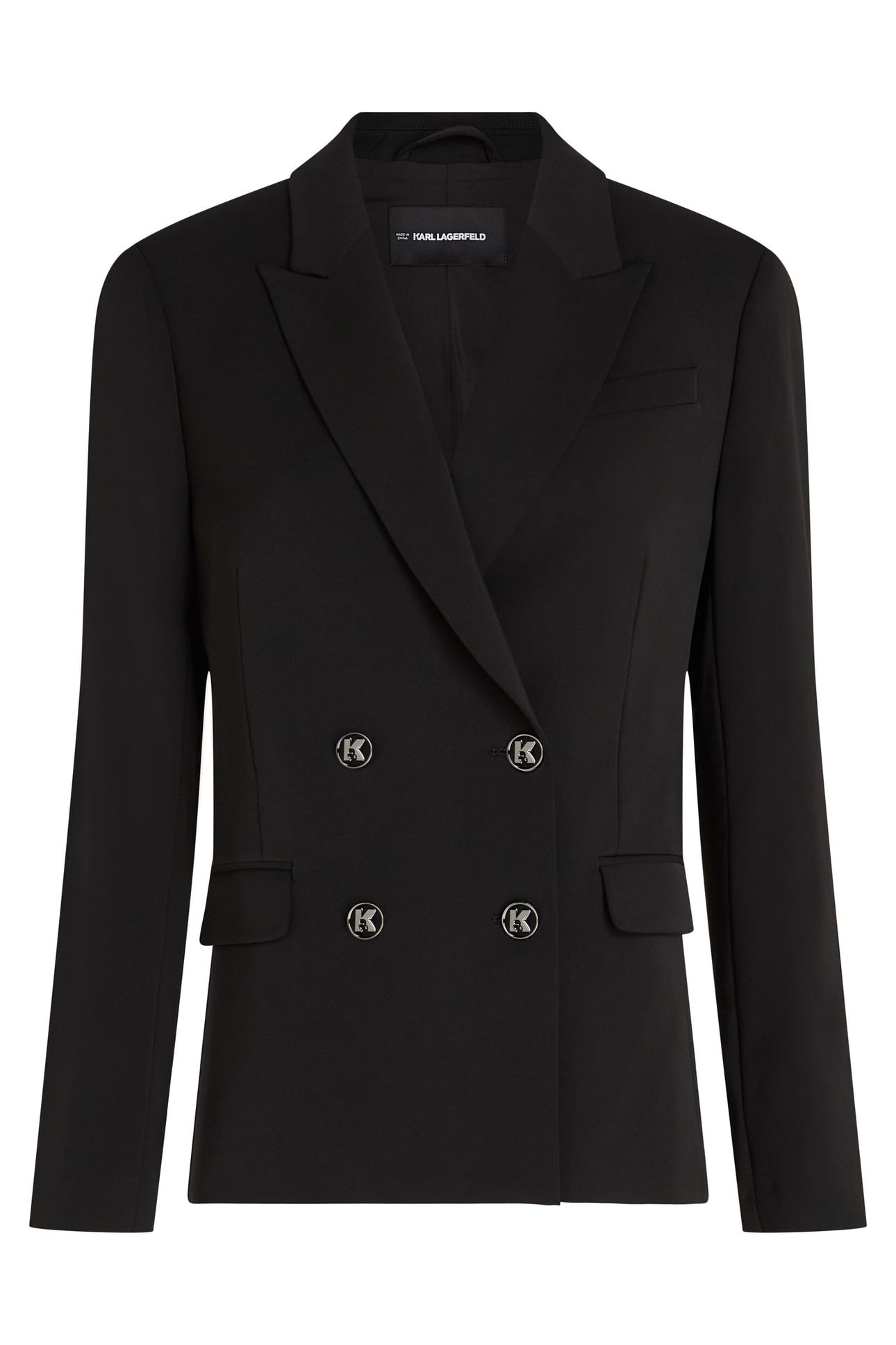 BUTTON DOUBLE-BREASTED TAILORED BLAZER BLACK 1