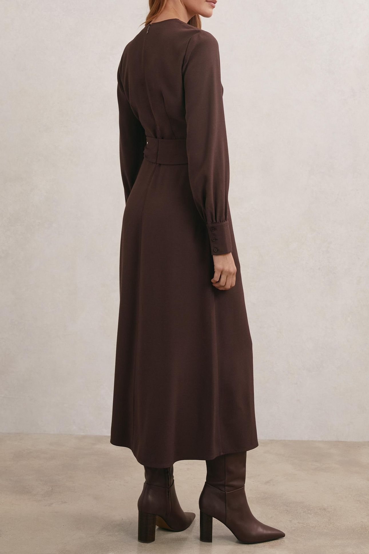 WRAP FRONT DRAPE DRESS BURGUNDY 2