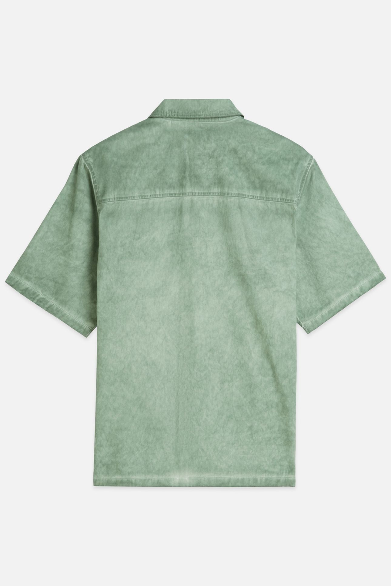WASHED COTTON RELAXEDFIT SHORTSLEEVED SHIRT DARK GREEN 2