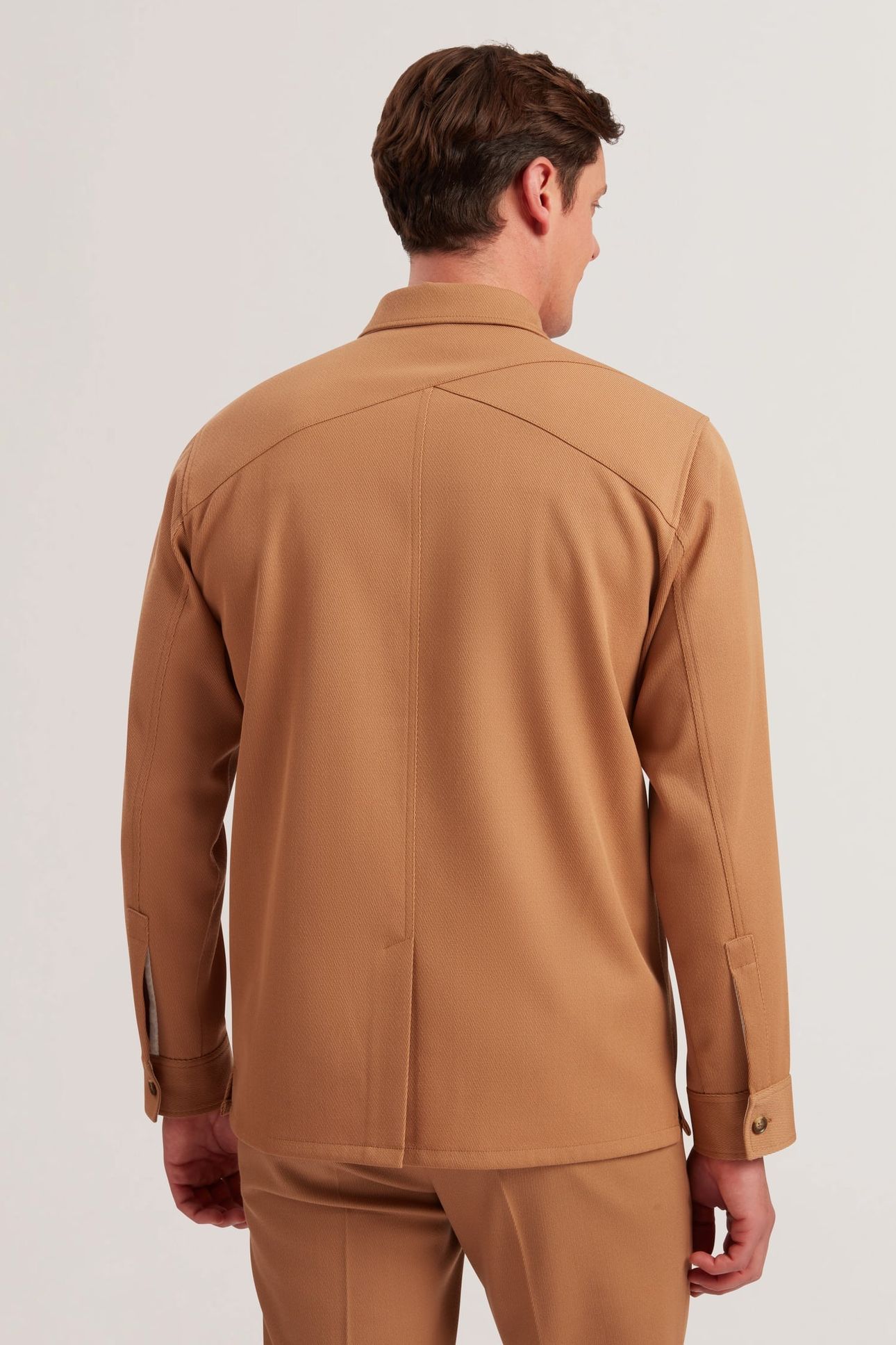 NALFANS LS WOOL BLEND TWILL OVER SHIRT TAN 2