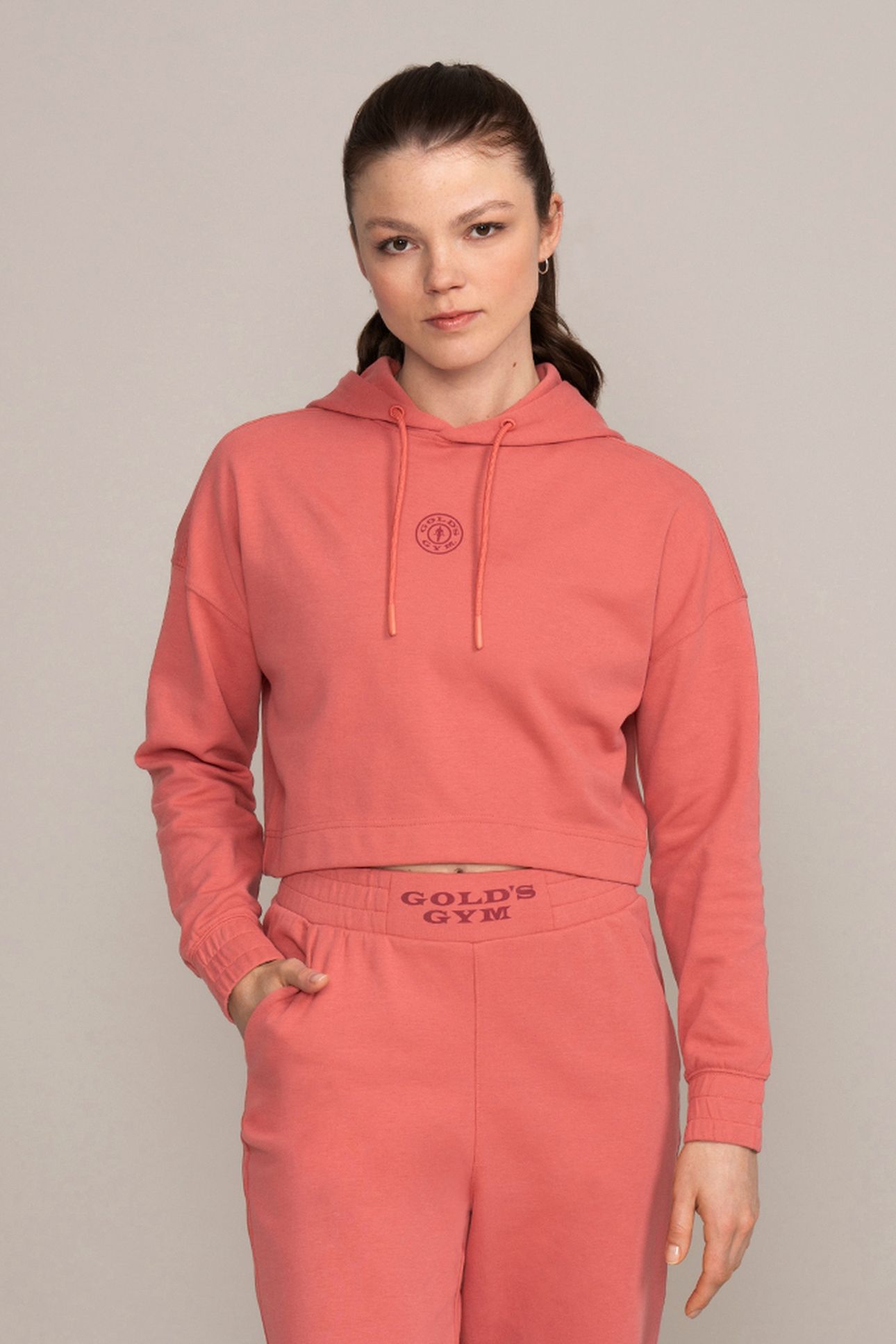 LADIES CROPPED HOODIE RUBBER PRINT ASTRO DUST 1