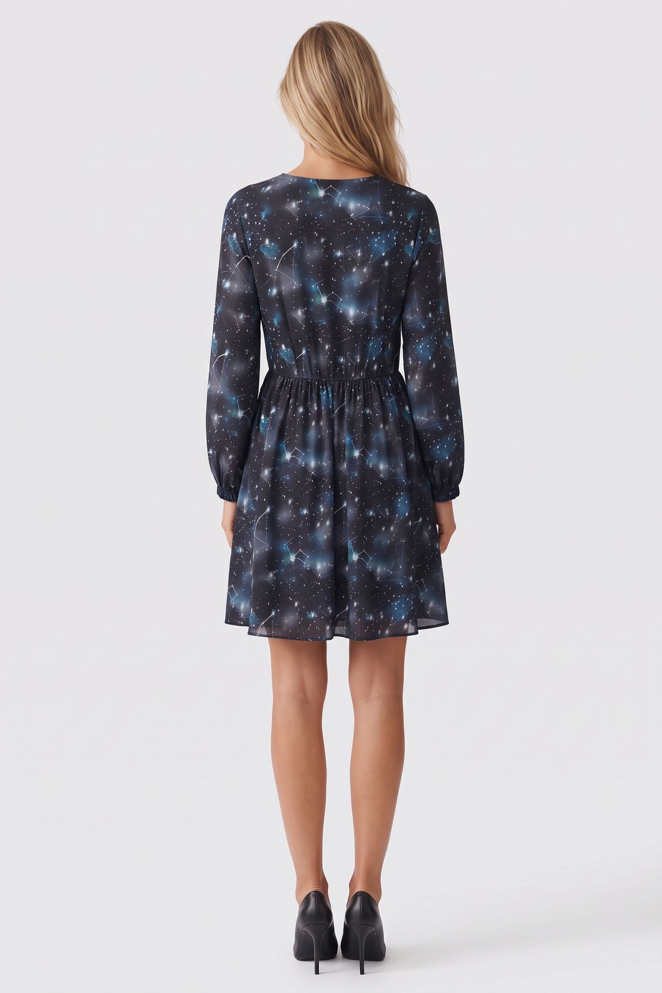 COSMIC PRINT LS DRESS BLACK 2