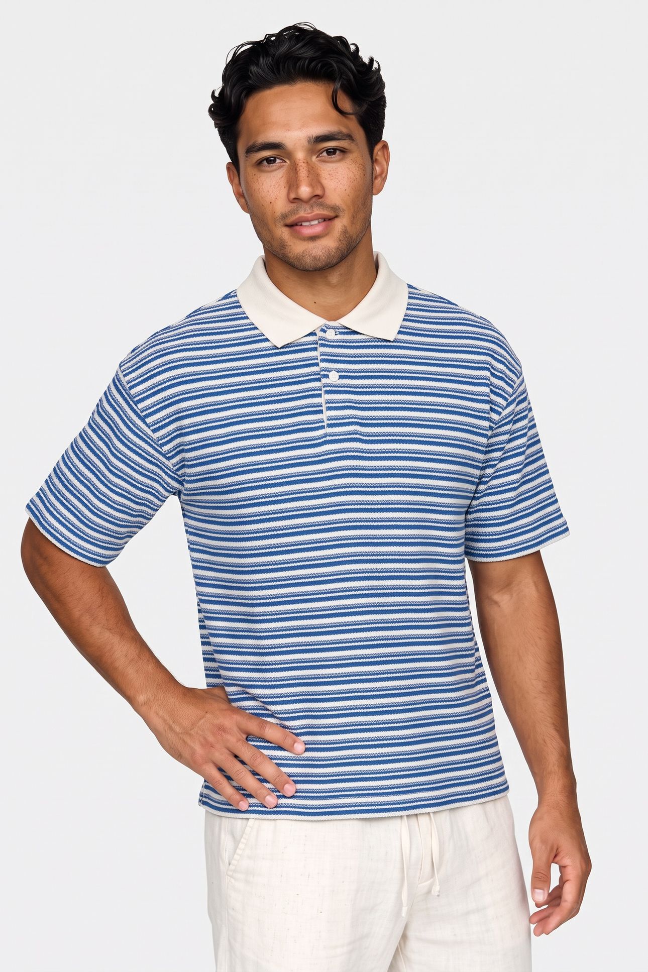 UNISEX POLO RUBEN BLUE/WHITE 3