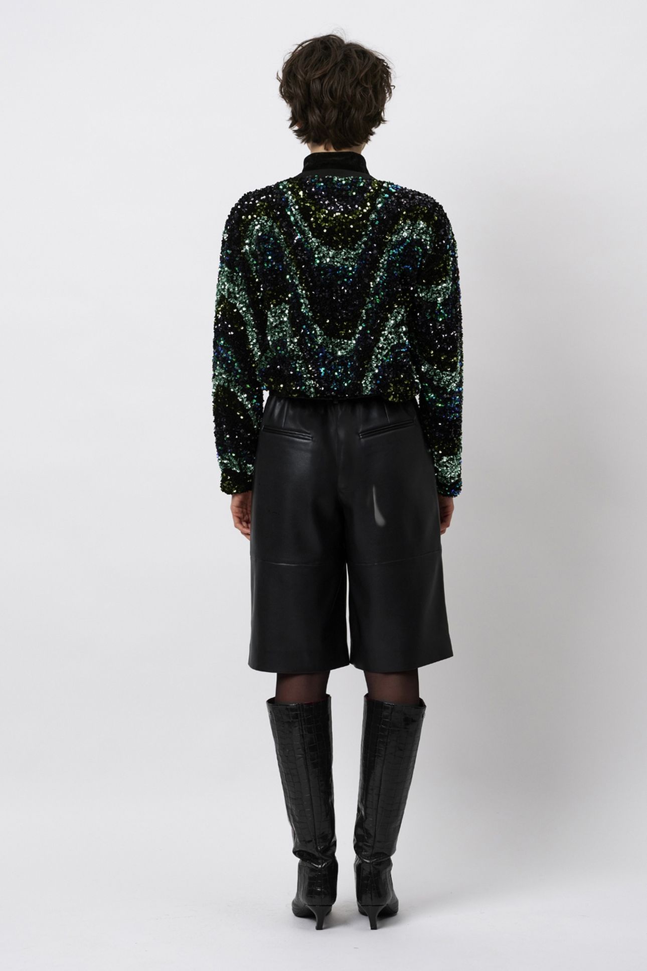 LIZY SEQUINS TOP BOTTLE GREEN 3