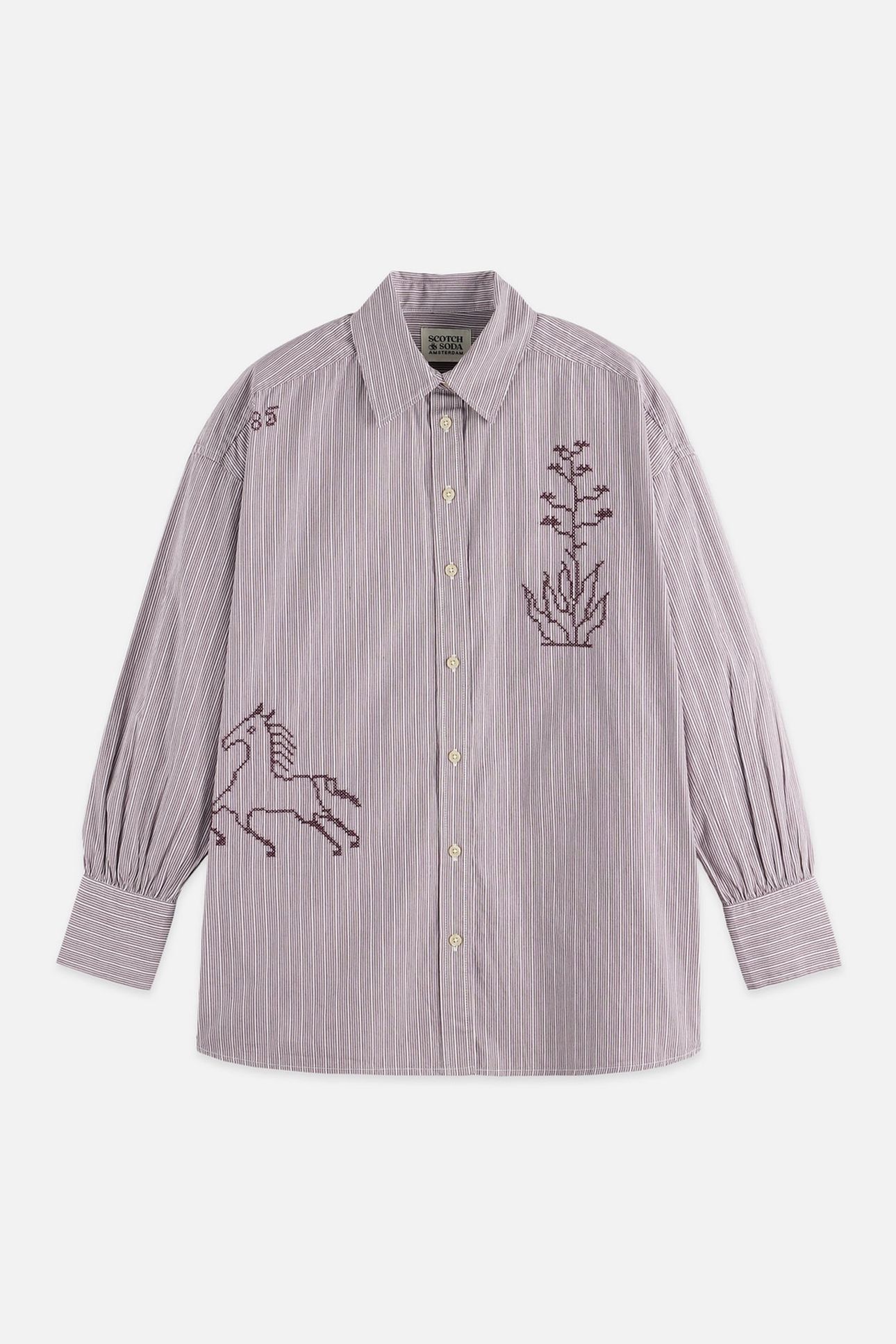 EMBROIDERY GIRLFRIEND SHIRT FIG STRIPE 1