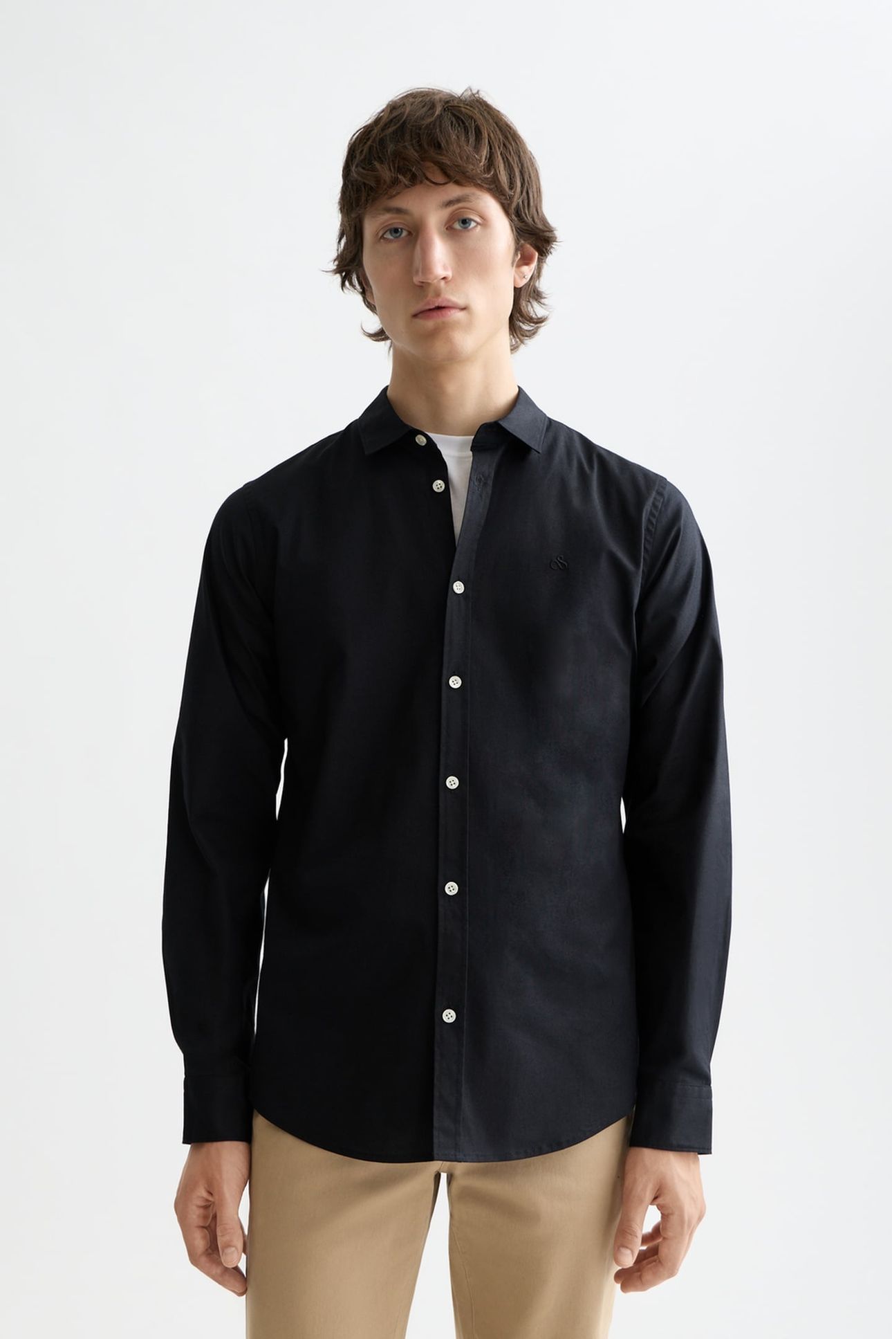 COTTON POPLIN SLIM-FIT SHIRT BLACK 1