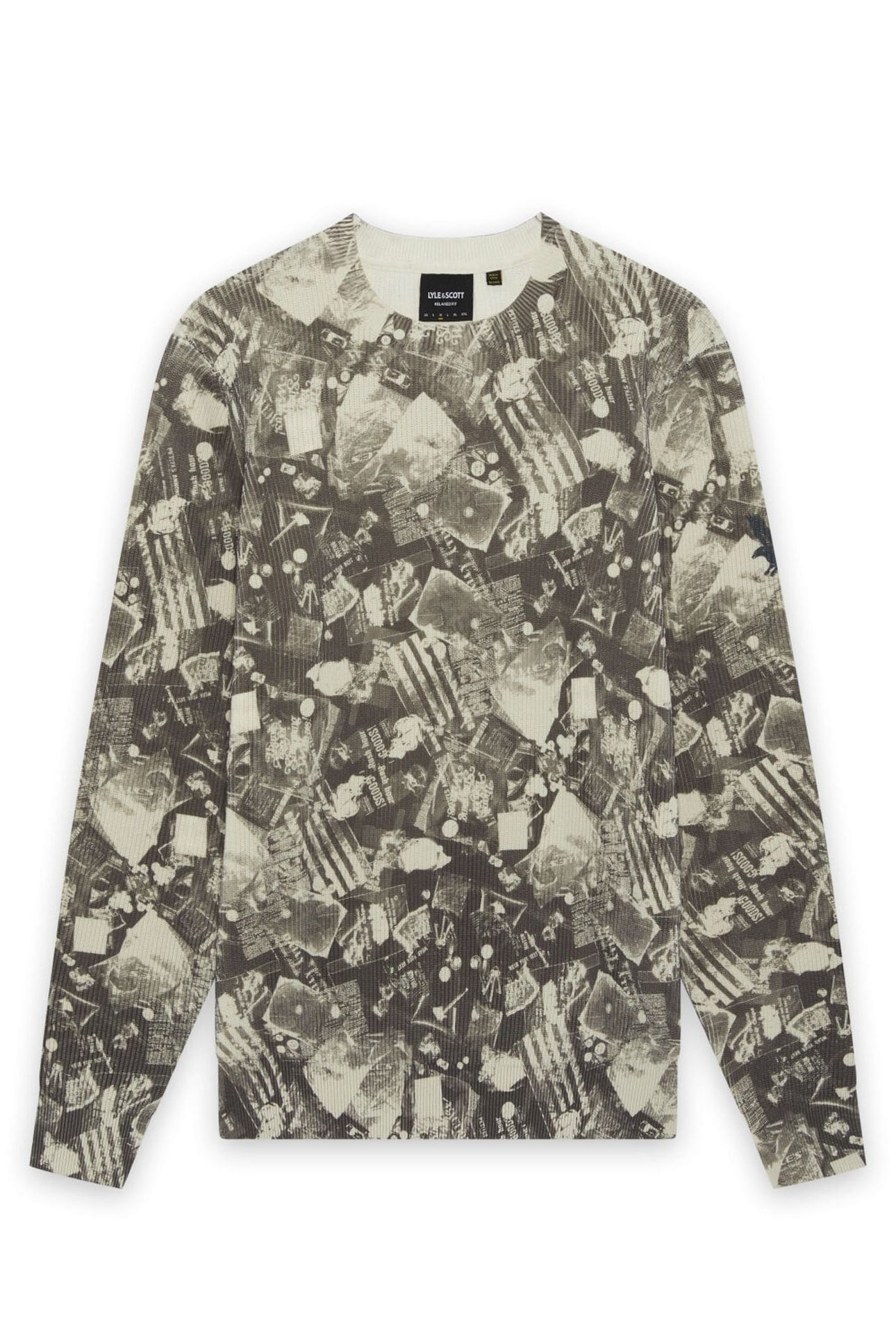 INDUSTRIAL PRINT CREW NECK JUMPER COLD GREY 4