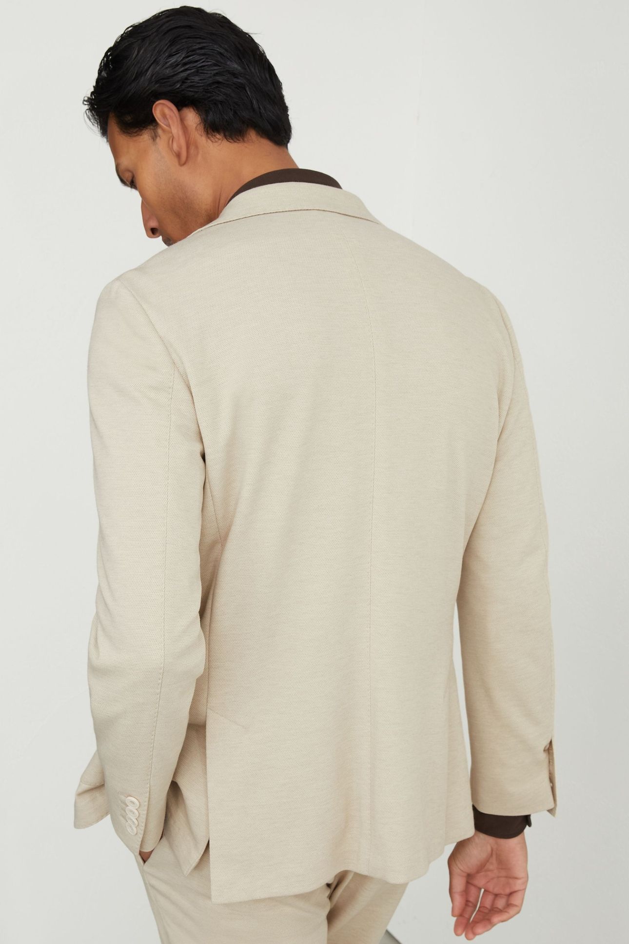 SB 2B NOTCH TEXTURED JERSEY BLAZER STONE 3