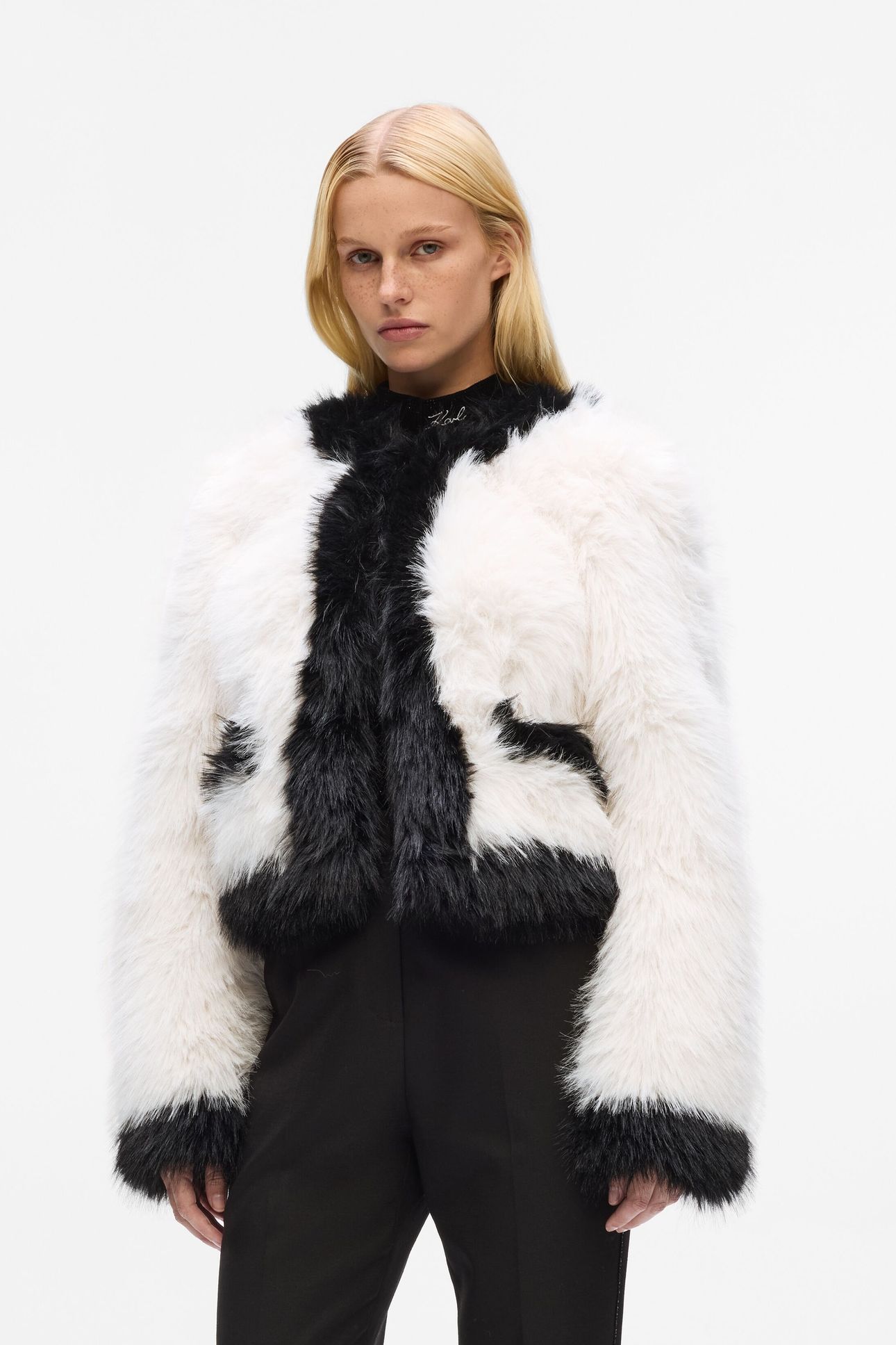 FAUX FUR JACKET WHITE/BLACK 1