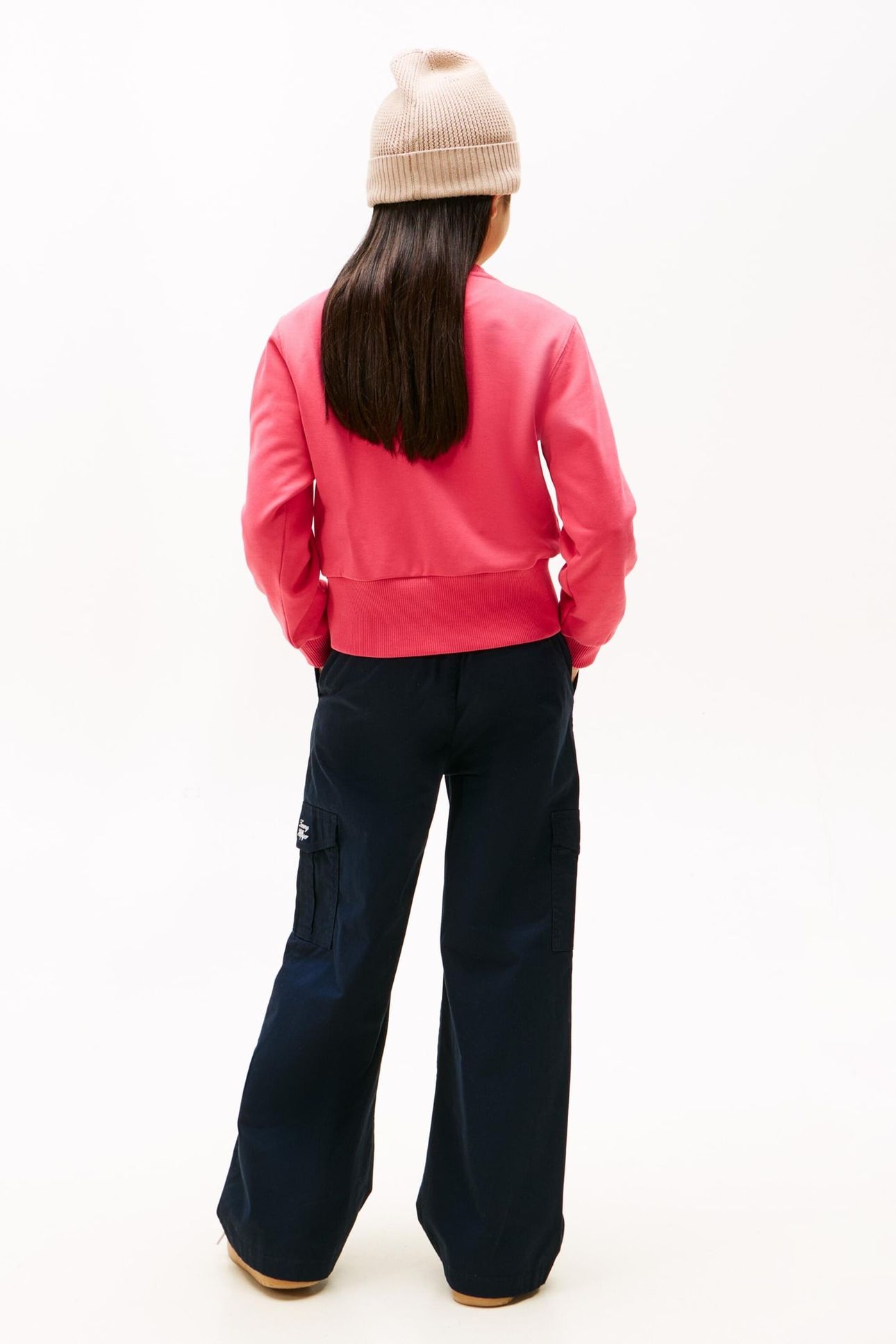 GIRLS HIGH RIB HEM CREW NECK VINTAGE CERISE 2