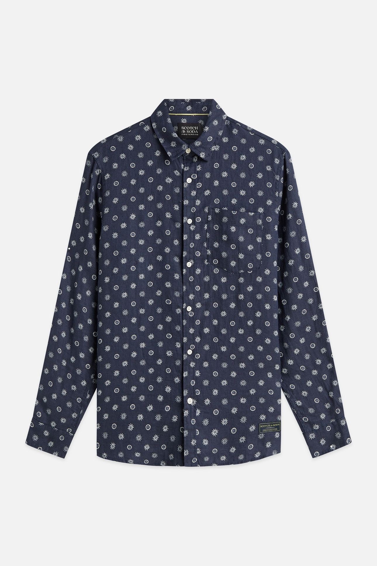 PRINTED LINEN REGULAR-FIT SHIRT NAVY 4