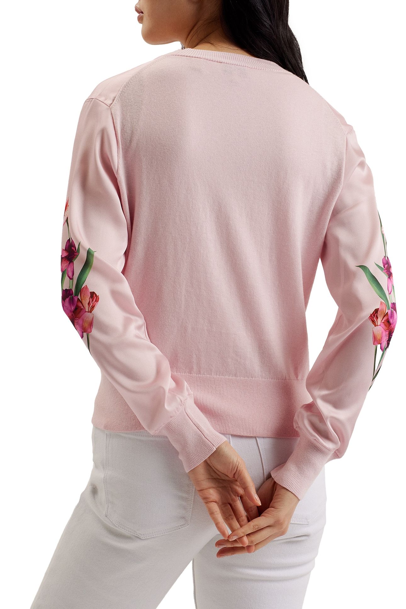MERALLL WOVEN FRONT PRINTED CARDIGAN PINK 2