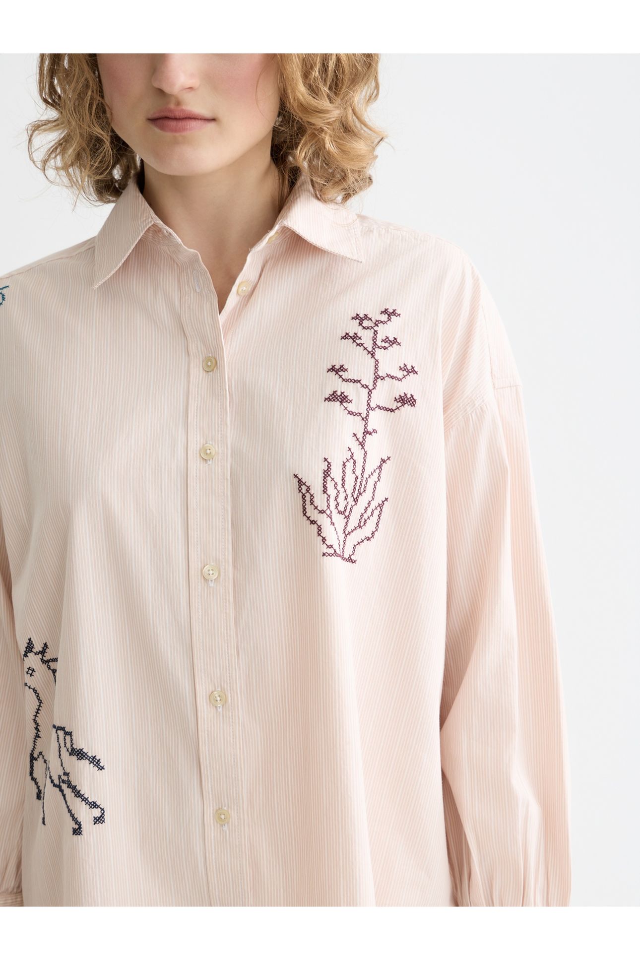 EMBROIDERY GIRLFRIEND SHIRT ROSE DUST STRIPE 6
