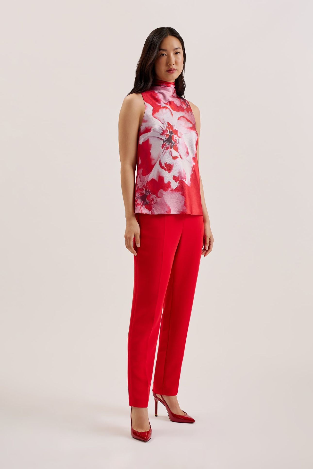 KOHANA COWL NECK SLEEVELESS PRINTED RED 2