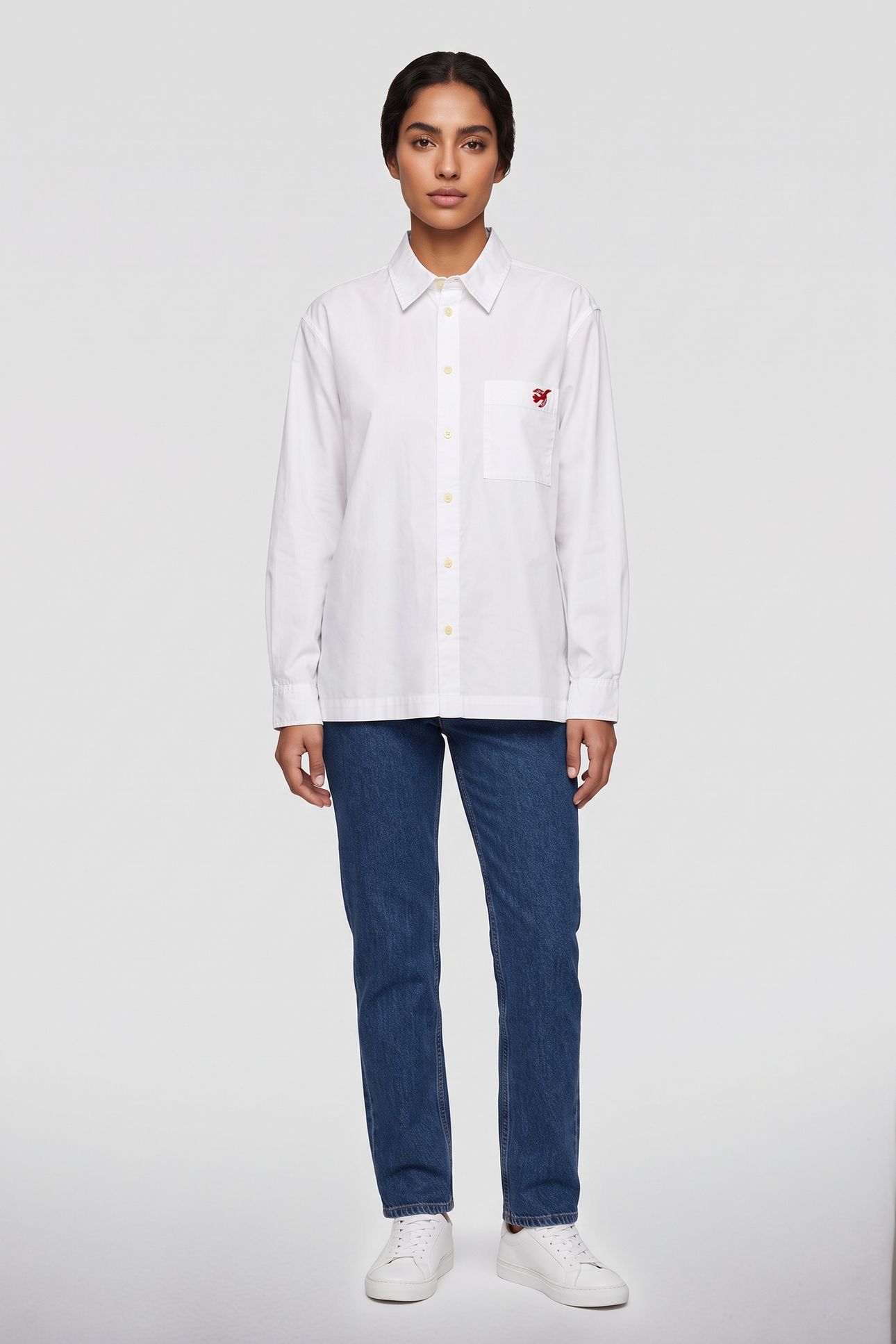 THE FREE SPIRIT PEACE BIRD POPLIN SHIRT WHITE 1