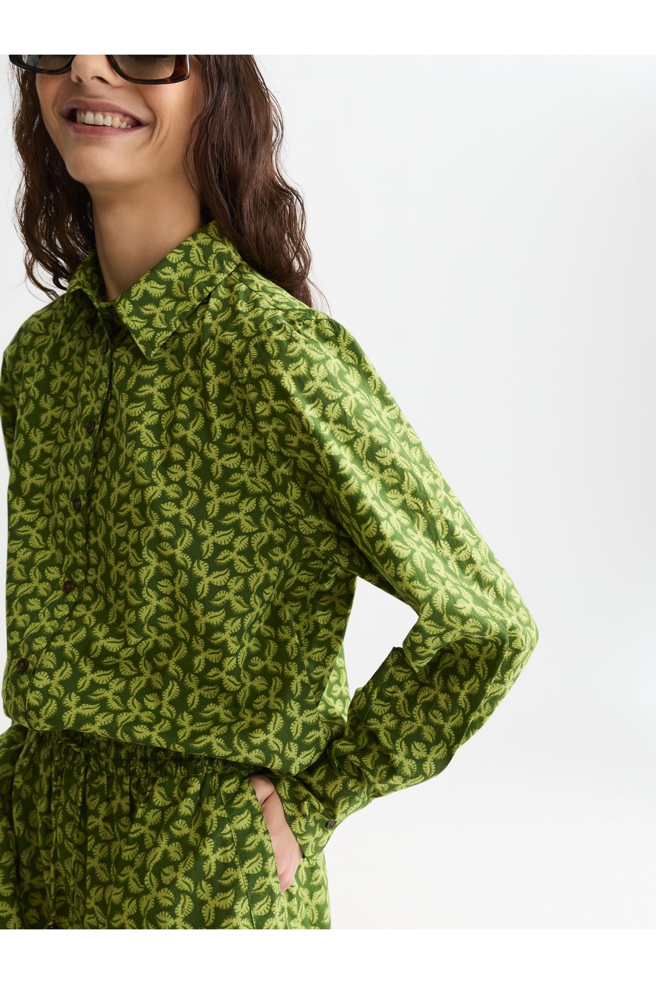PRINTED RELAXED FIT SHIRT MINI CACTUS GARDEN GREEN 6