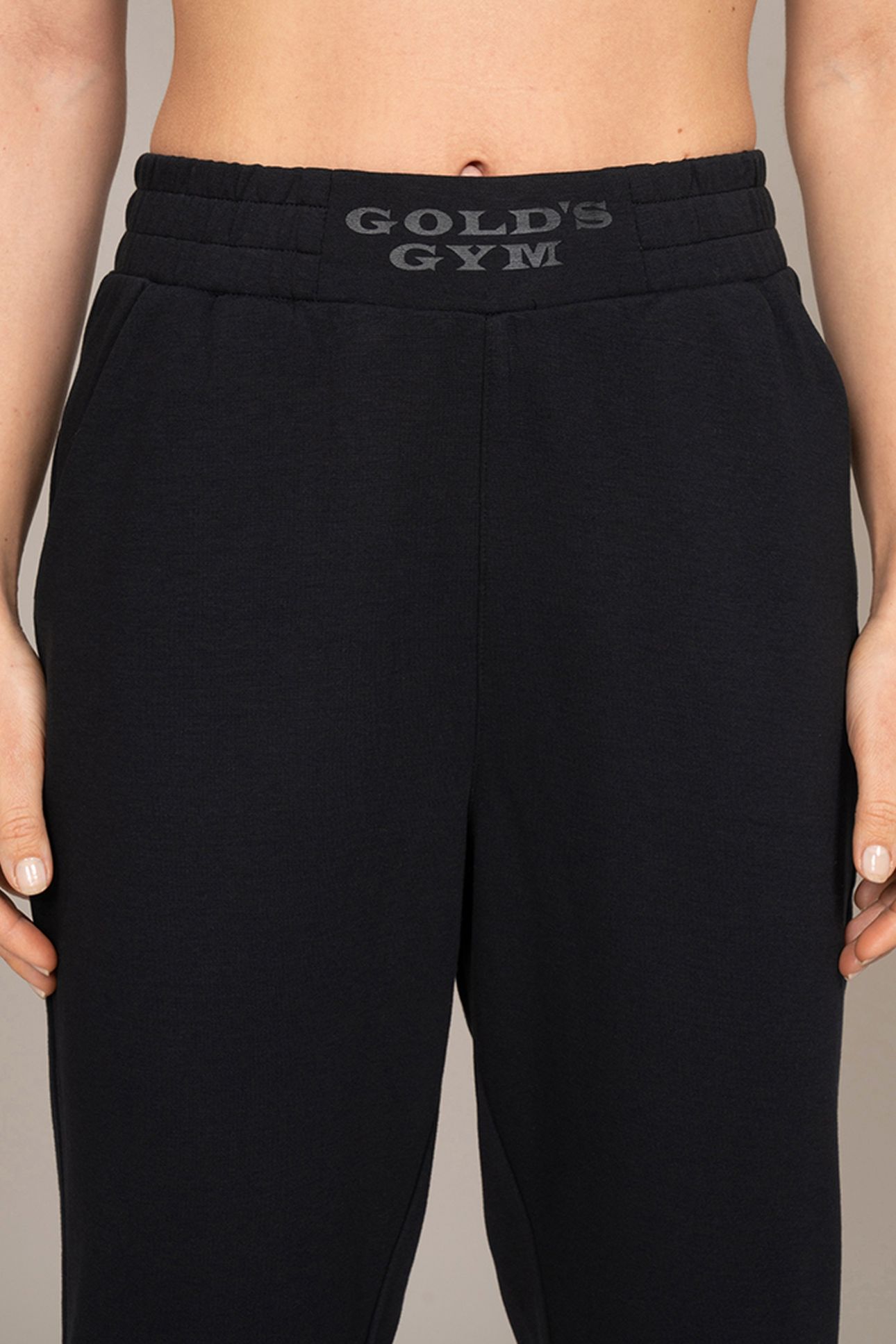 LADIES SWEAT PANTS RUBBER PRINT BLACK 5