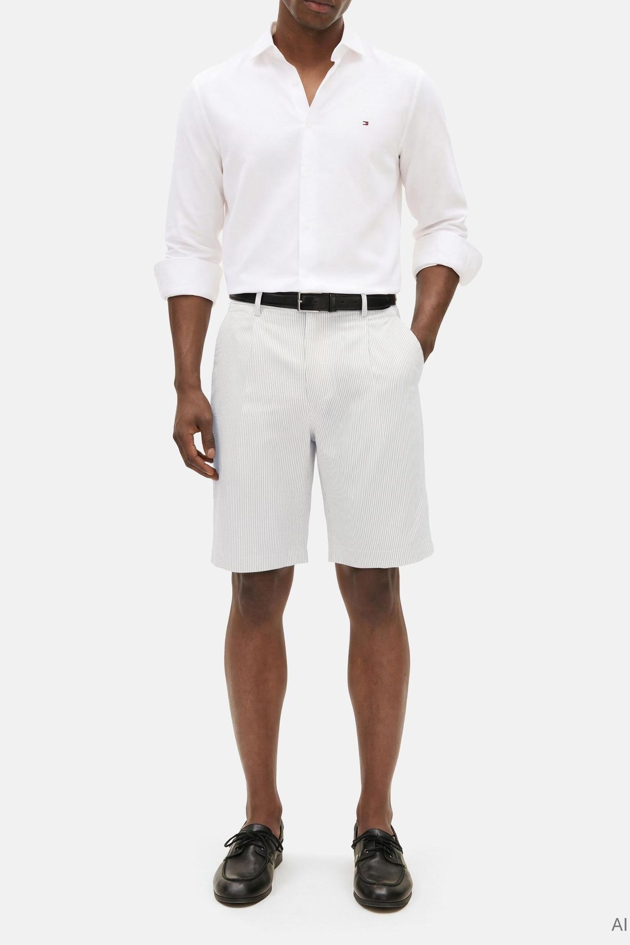 DC SEERSUCKER SHORTS WHITE/BLACK STRIPE 2