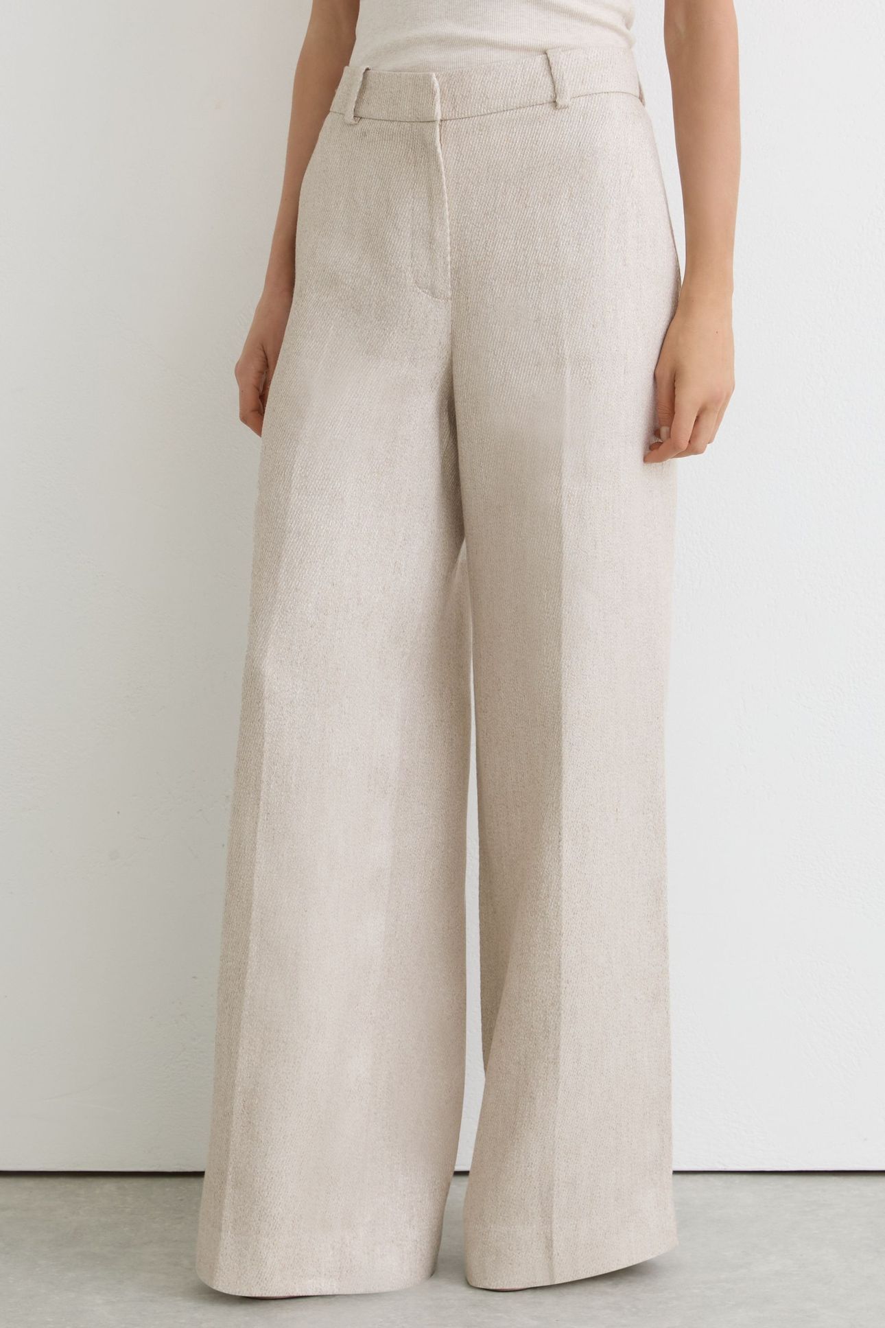 TEXTURED WIDE LEG LINEN BLEND TROUSER NEUTRAL 2