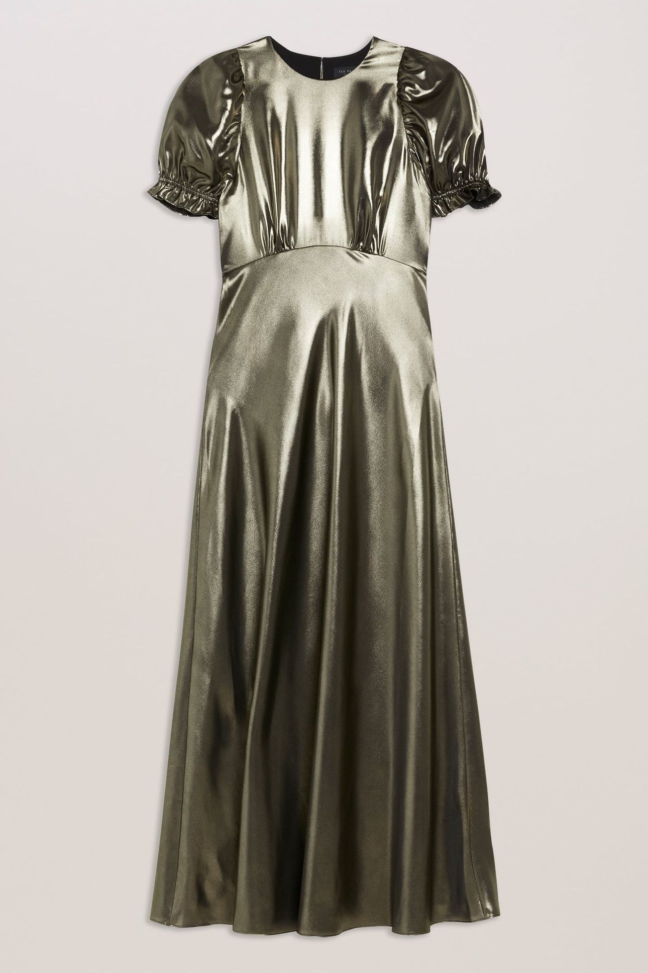 NUEL METALLIC PUFF SLEEVE MAXI DRESS GOLD 3