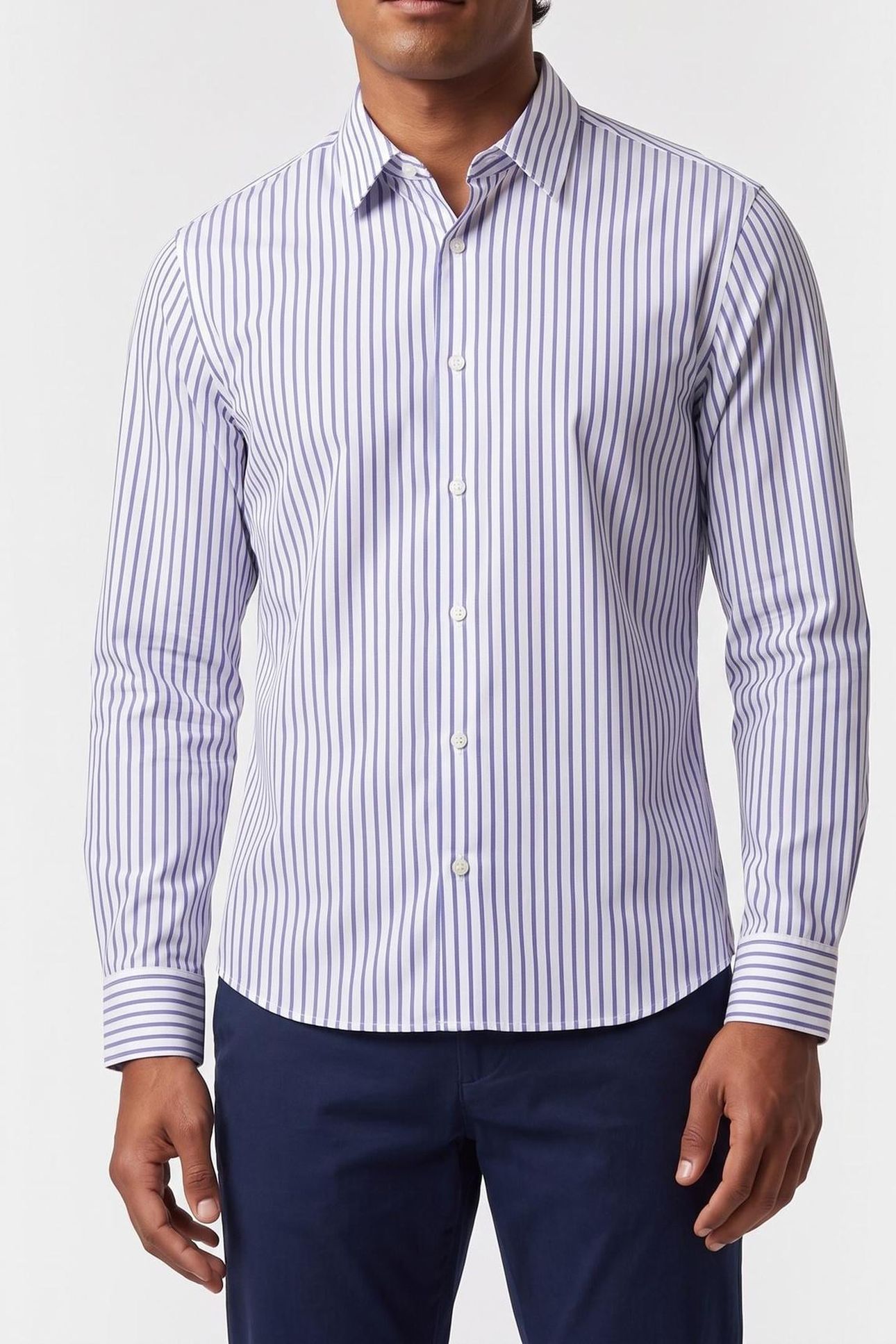 LS THIN DBL STRIPE SHIRT BRILLIANT WHITE 1