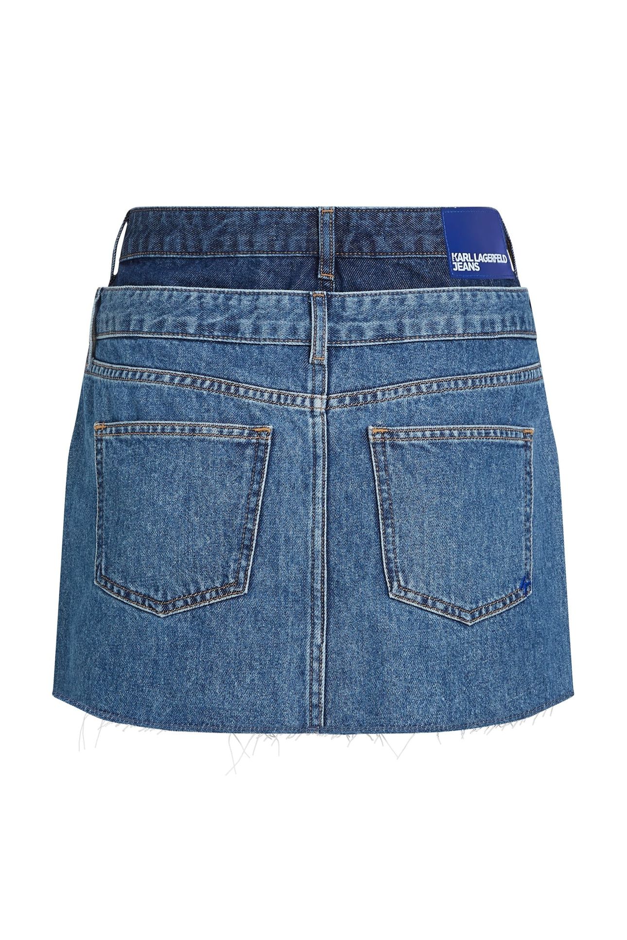 KLJ DENIM DOUBLE MINI SKIRT MID BLUE BLOCKED 5