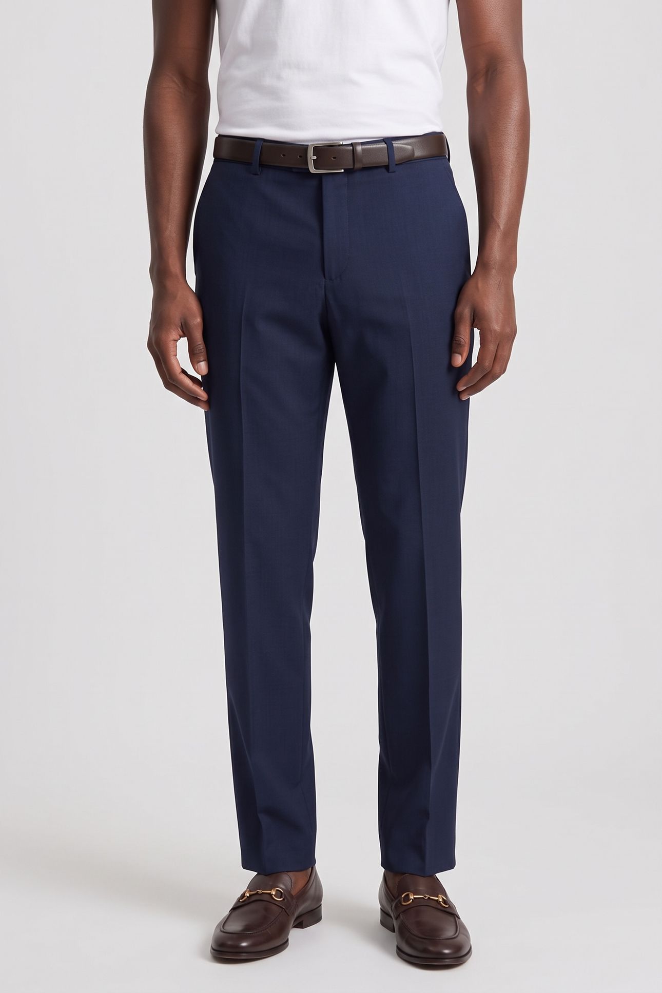 STRETCH WOOL REGULAR TROUSERS INK BLUE 1