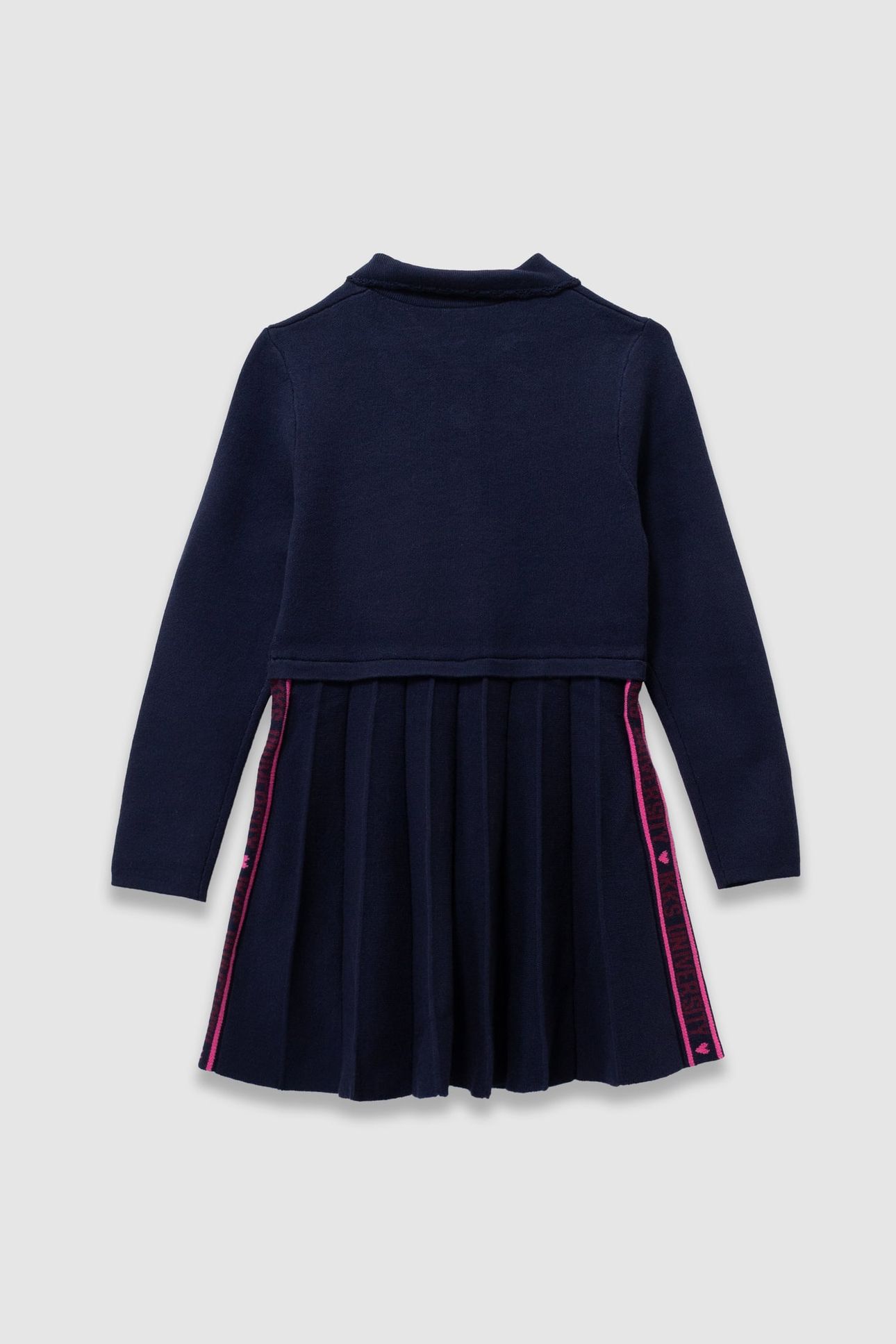 GIRLS’ NAVY KNIT PLEATED LONG-SLEEVED DRESS 2