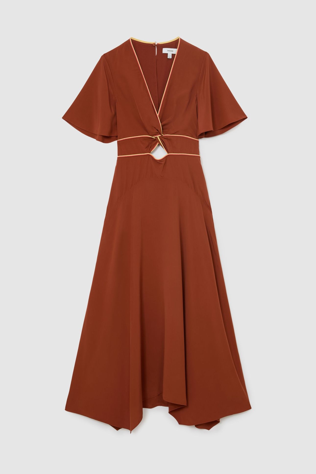 CUT OUT DETAIL MIDI DRESS RUST ORANGE 3