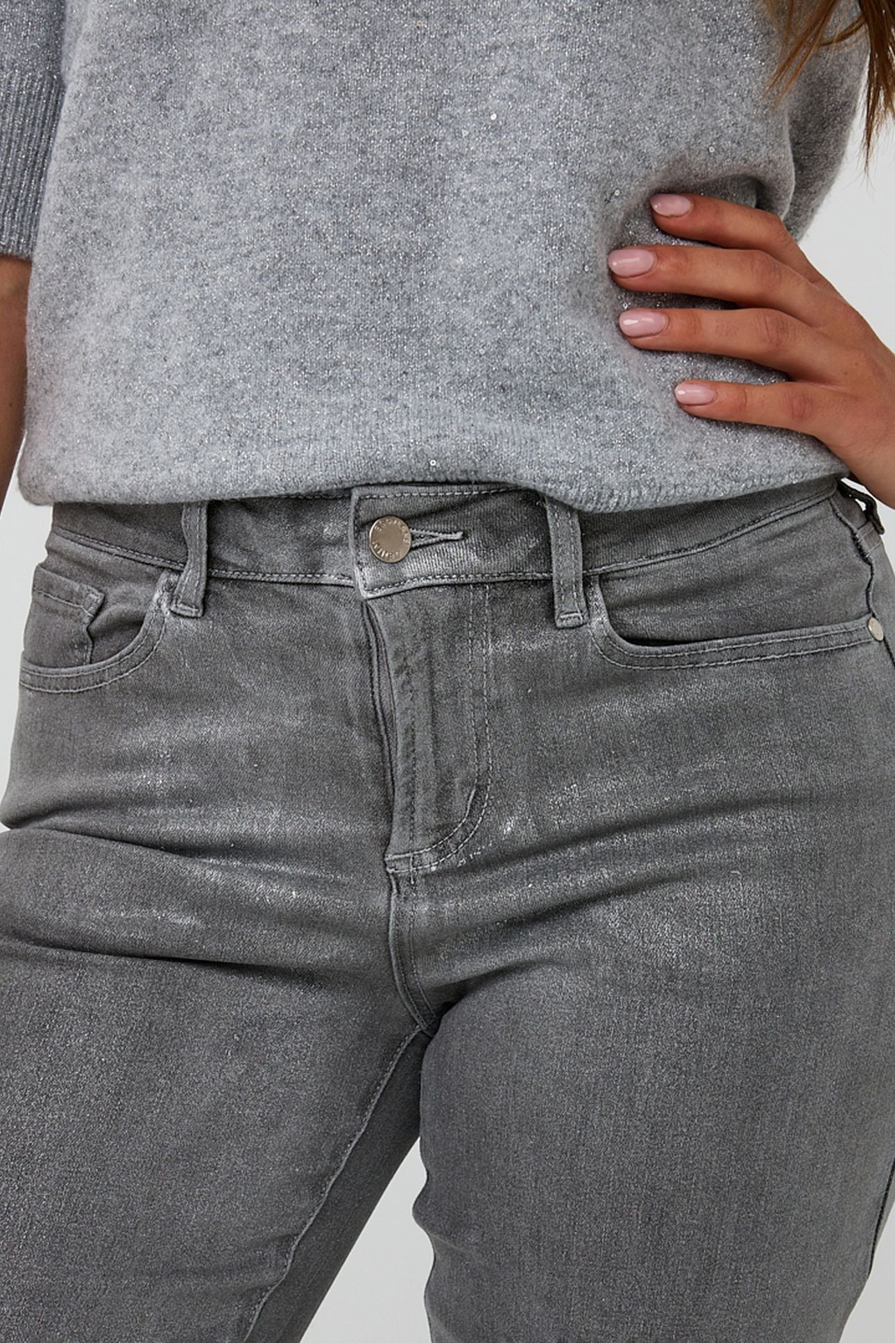 TROUSERS STRAIGHT METALLIC GREY 11
