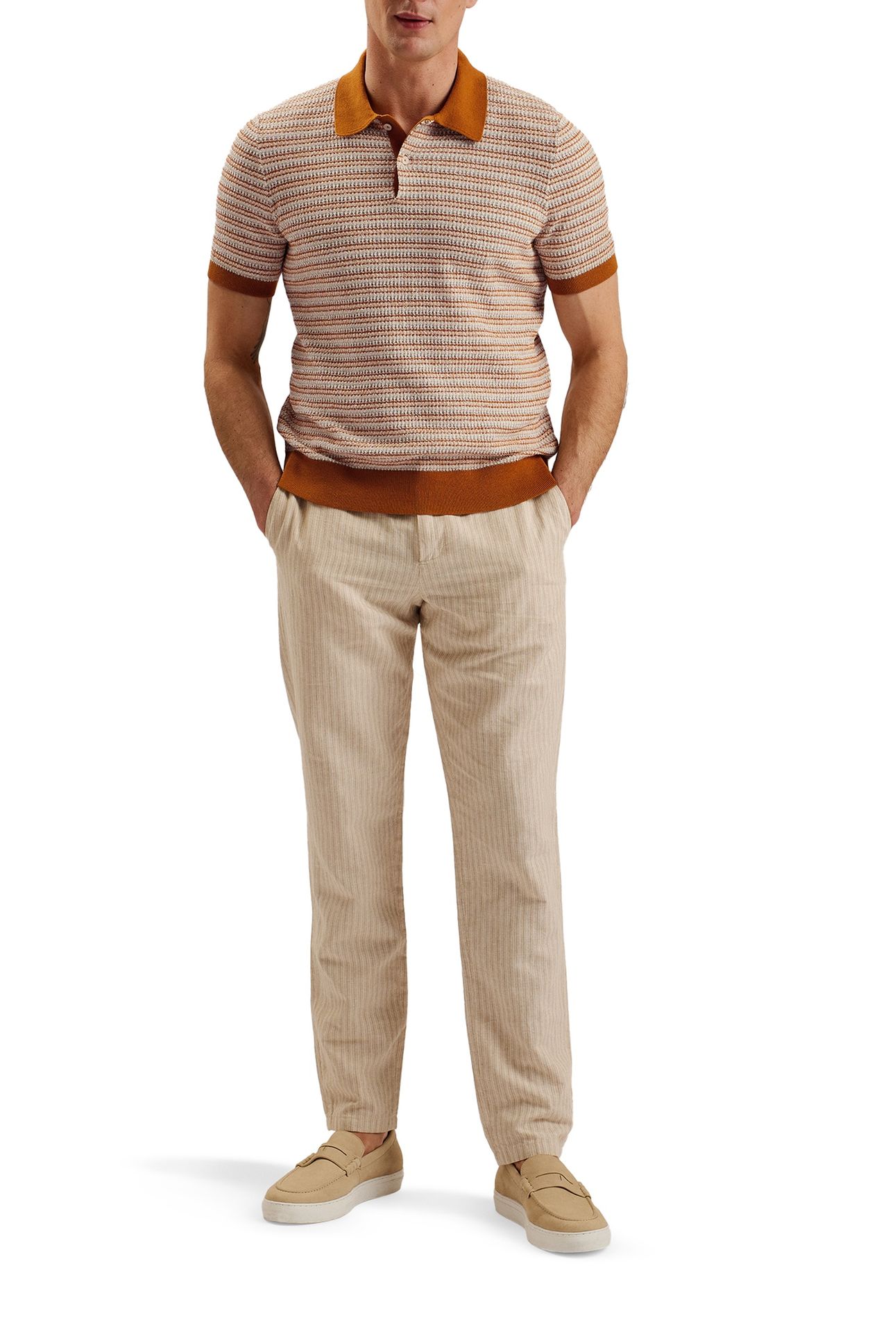 ATHER SS REGULAR TEXTURED STRIPE POLO ORANGE 4