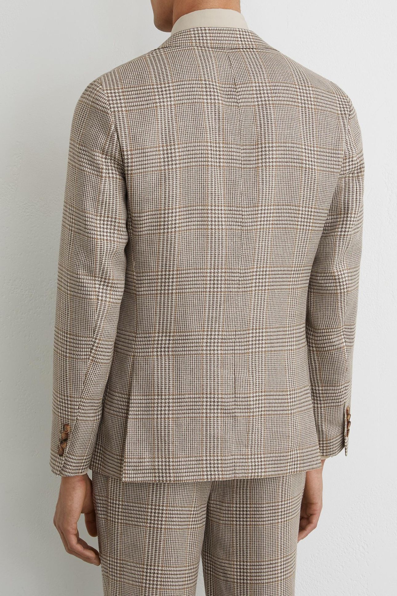 SB 2B NOTCH PRINCE OF WALES CHECK BLAZER OATMEAL BROWN 6