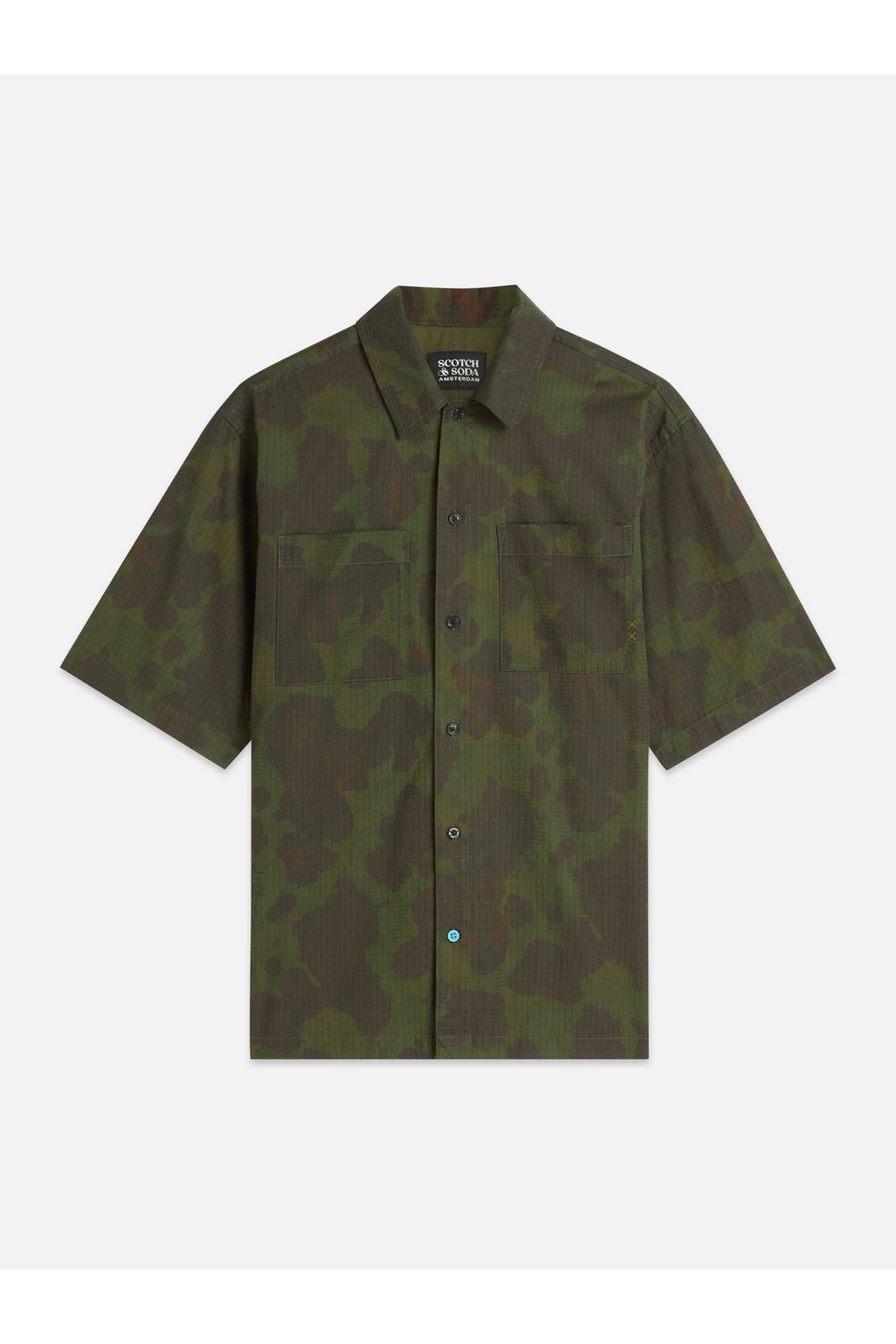 PRINTED COTTON RIPSTOP RELAXEDFIT SHORTSLEEVED SHIRT DARK GR 1