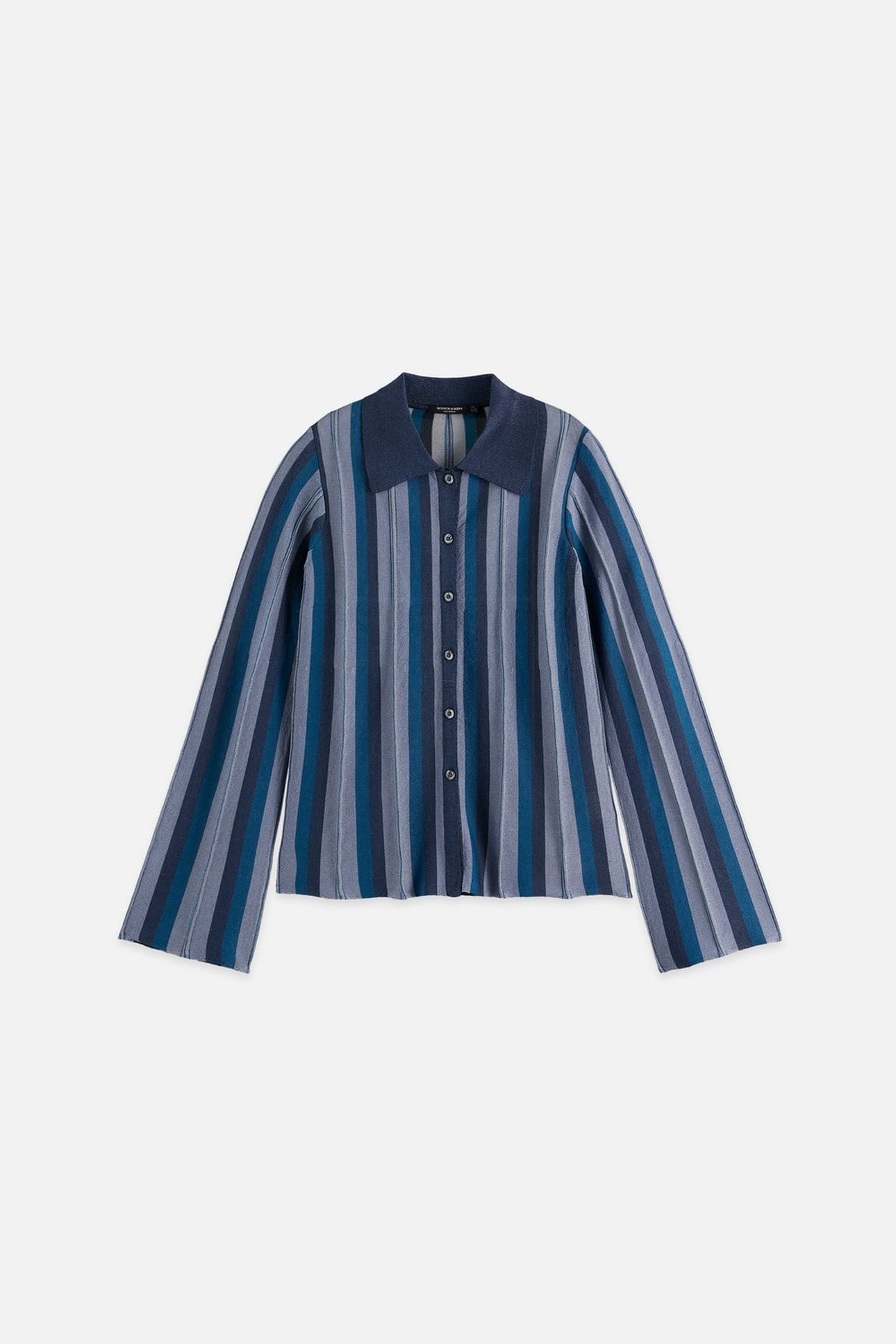 PLEATED STRIPE COLLARED CARDIGAN CARBON 4