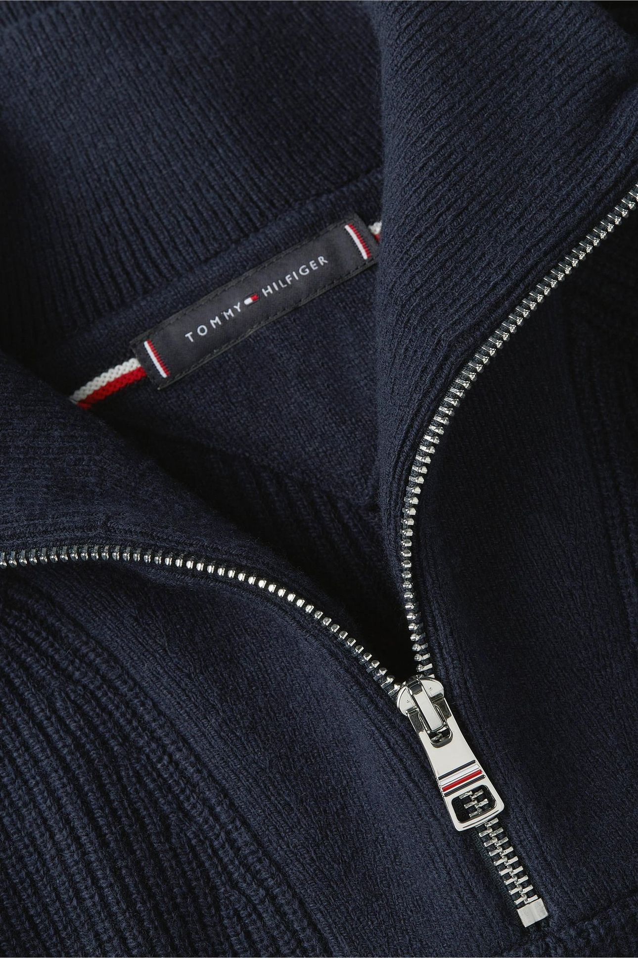 FISHERMAN RIB ZIP MOCK DARK NIGHT NAVY 8