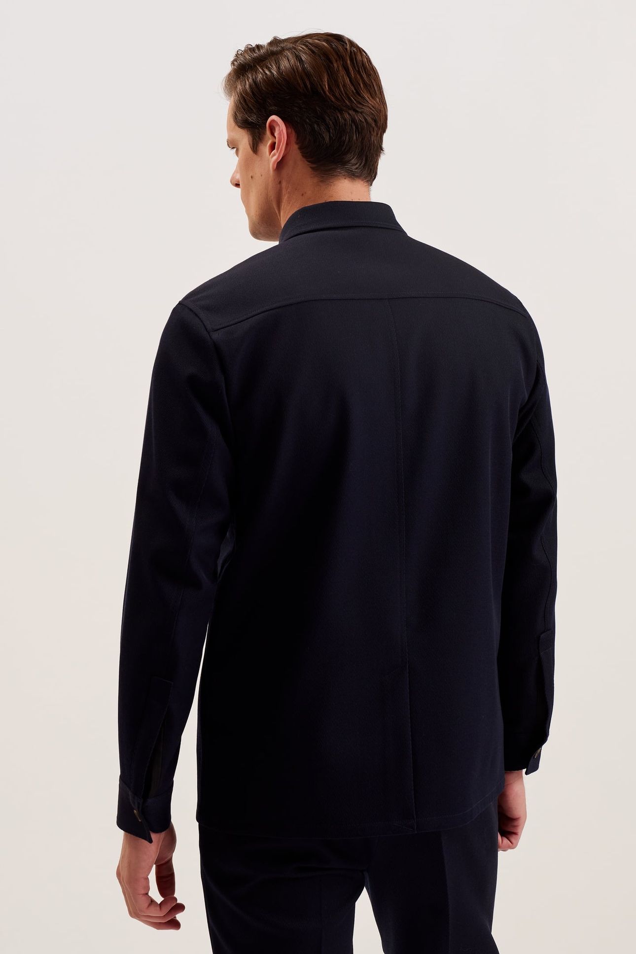 NALFANS LS WOOL BLEND TWILL OVER SHIRT NAVY 3
