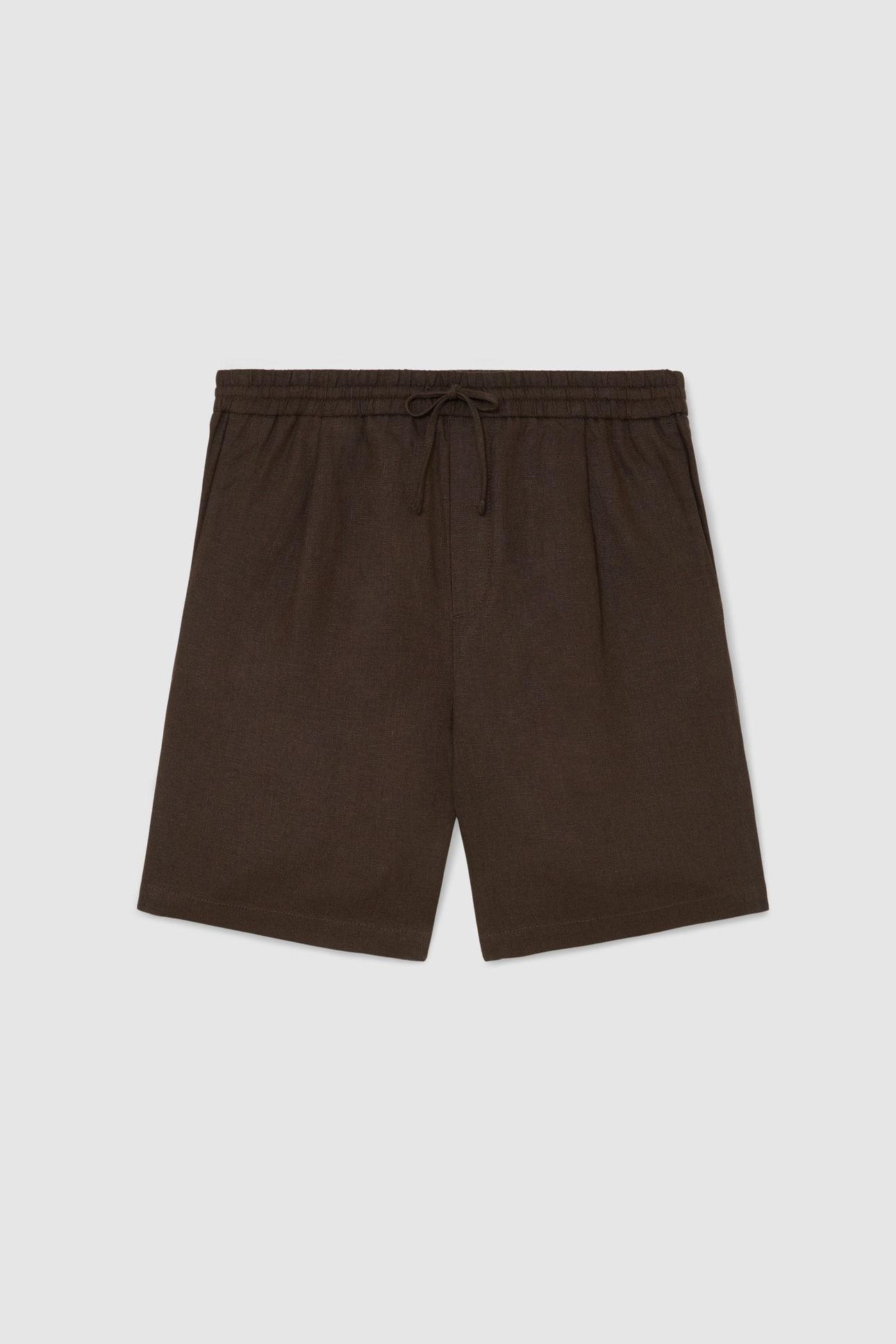 LINEN DRAWSTRING SHORT CHOCOLATE BROWN 4