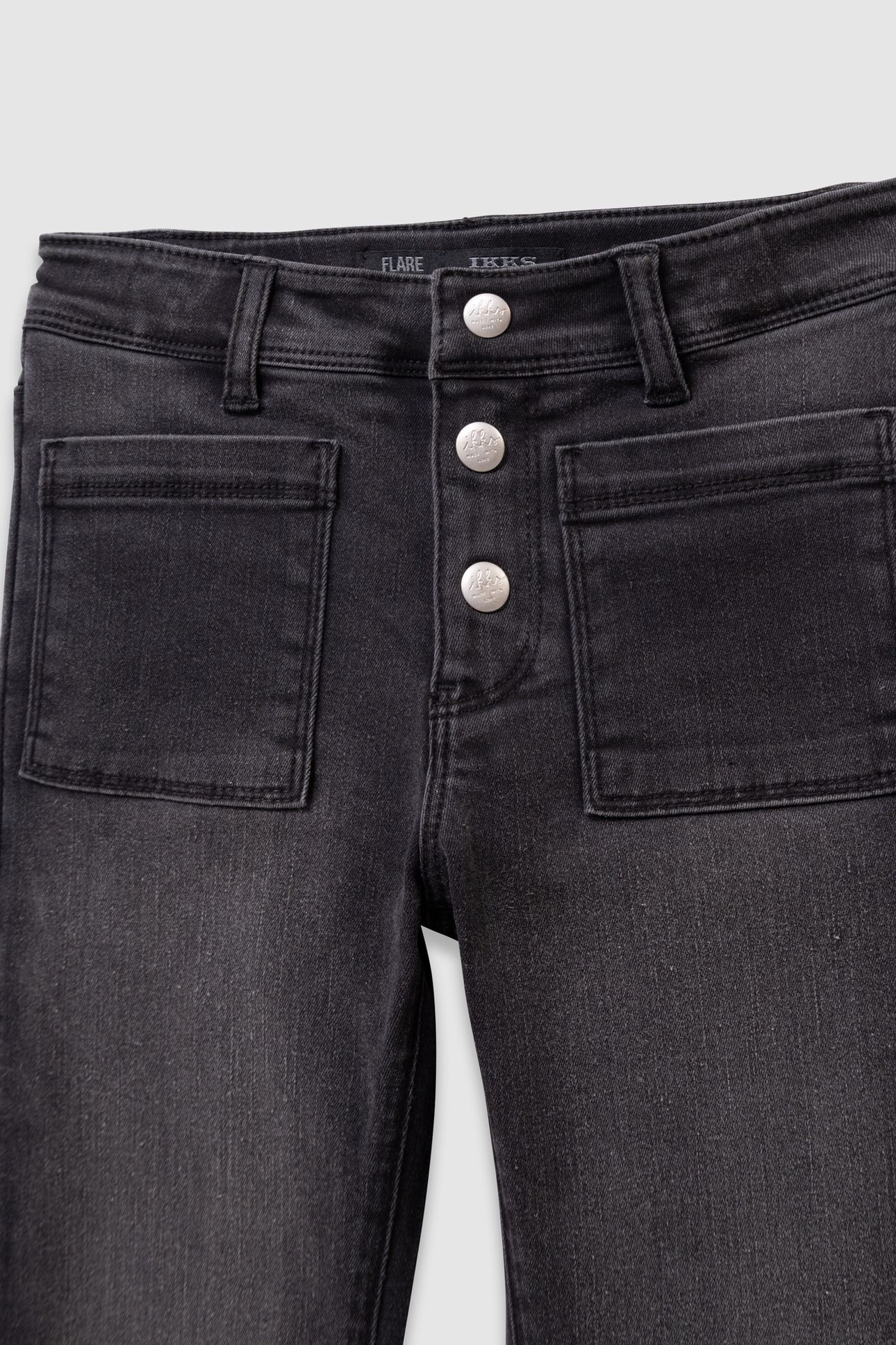 GIRLS’ GREY FLARED JEANS WITH VISIBLE BUTTONS 3