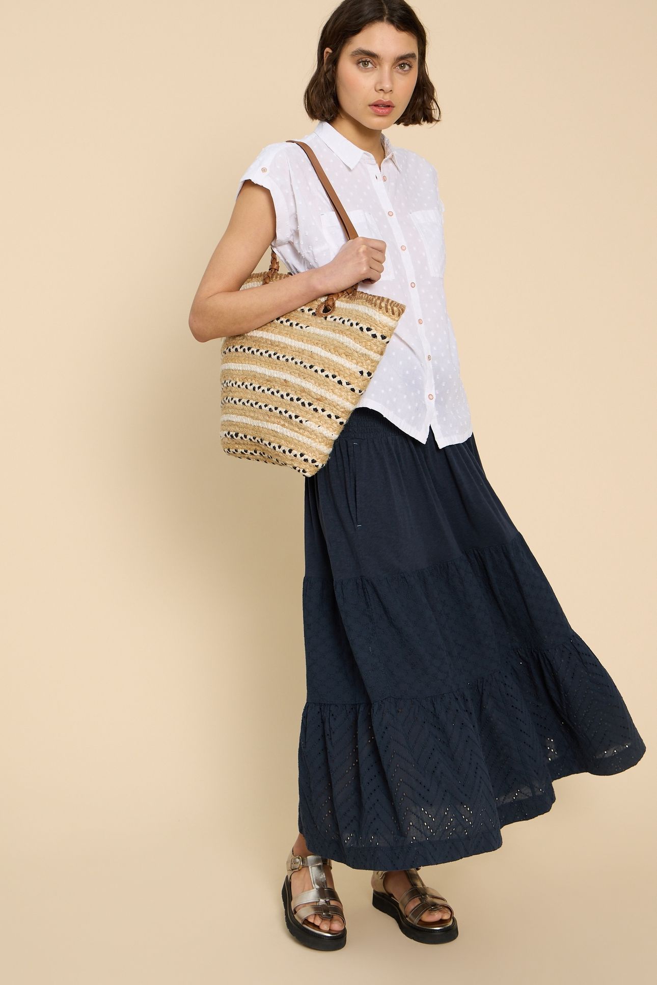MARISSA BRODERIE MAXI SKIRT DARK NAVY 1