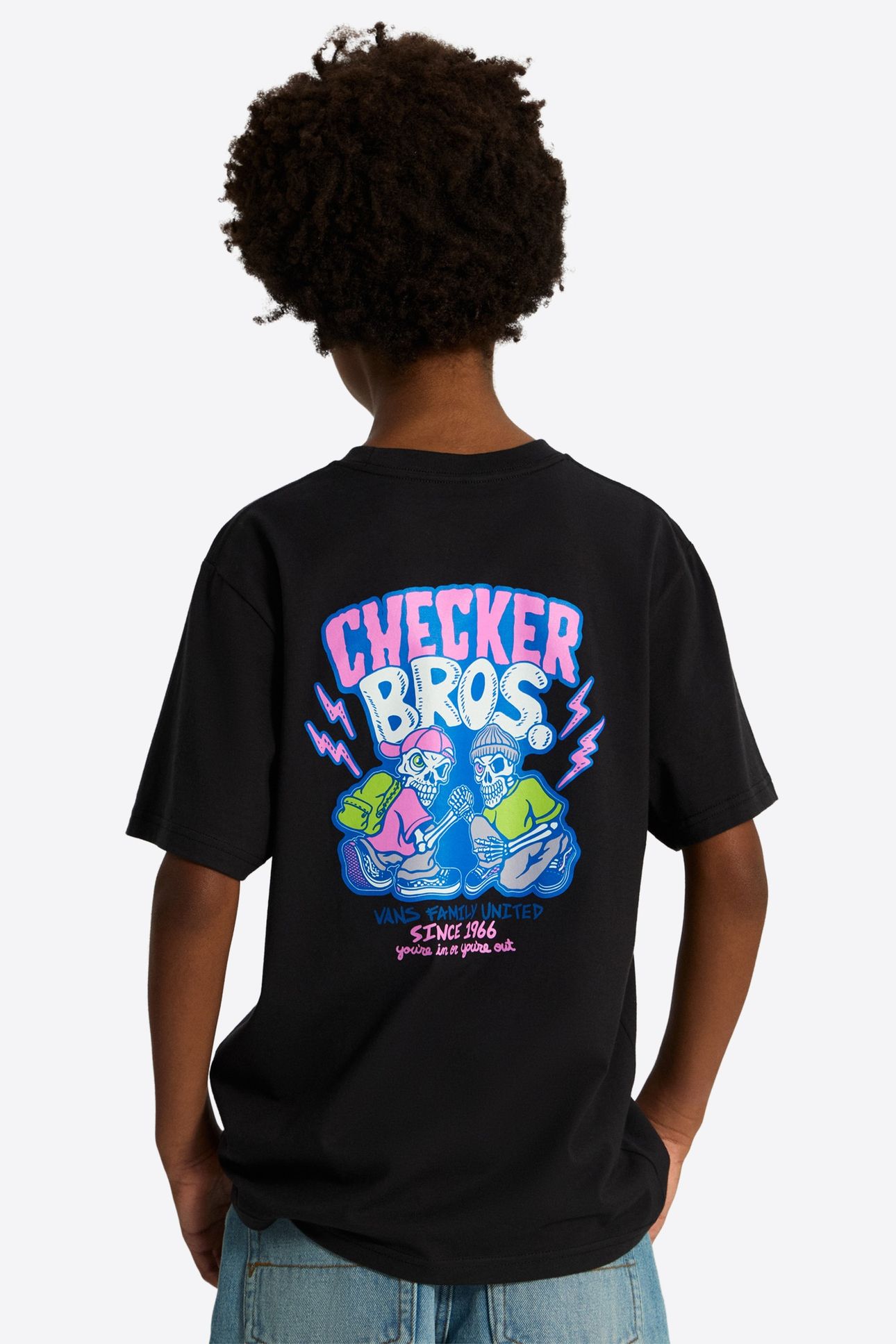 BOYS CHECKER BROS SS TEE BLACK 3