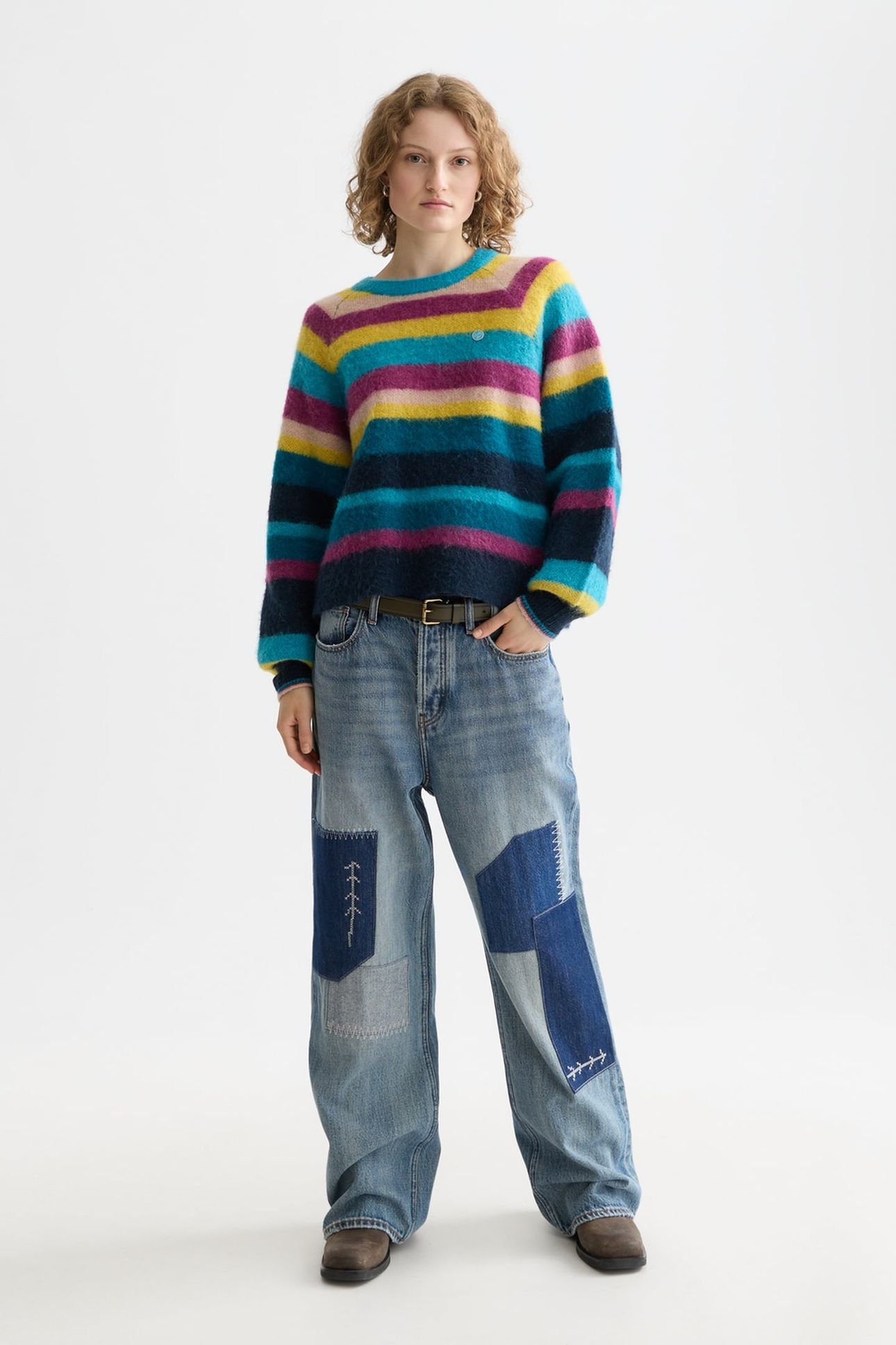 STRIPED OVERSIZED PULLOVER EL COSMICO STRIPE DEEP LAGOON 3