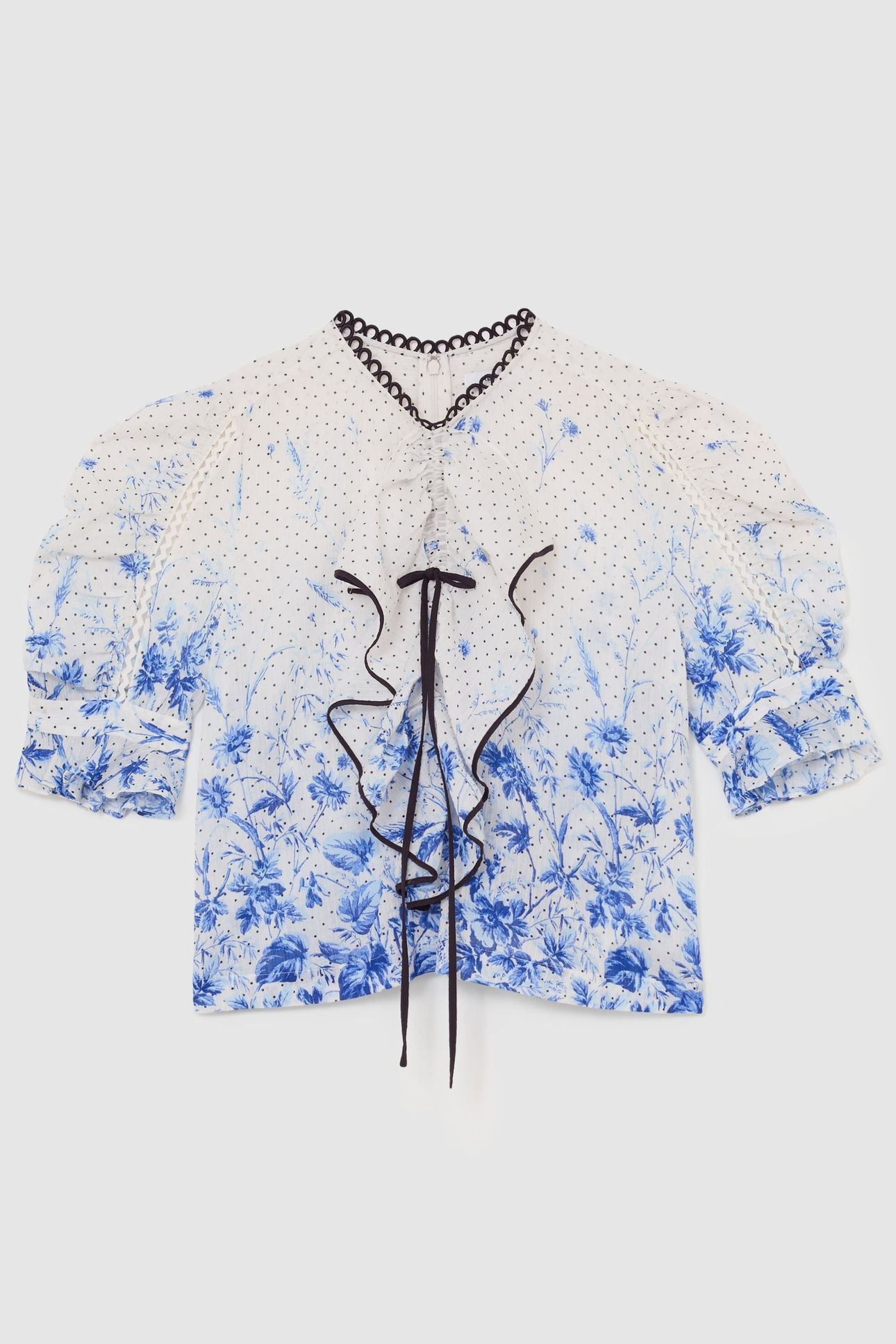 RUFFLE PRINTED BLOUSE IVORY/BLUE 4