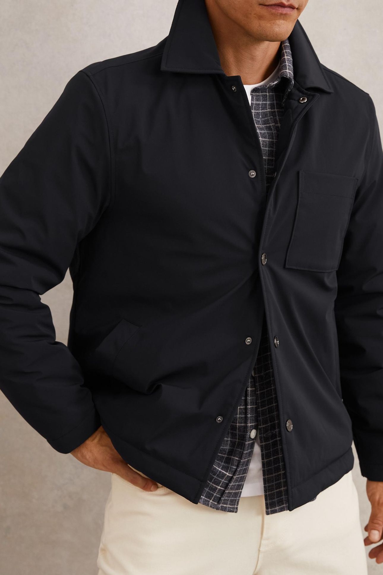 LS NYLON PATCH POCKET OVERSHIRT NAVY 6