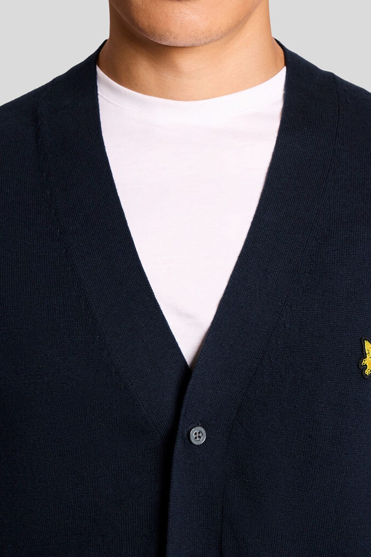 COTTON V NECK CARDIGAN DARK NAVY 5